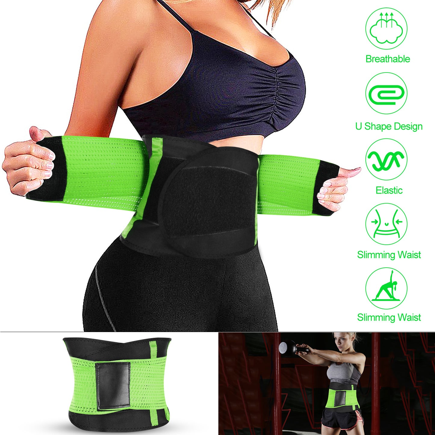 Waist Trainer Belt with Back Support - Adjustable Slimming Band