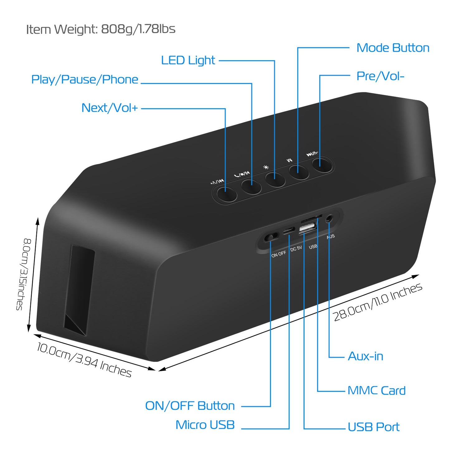 LED Wireless Speaker with Multicolor Lights and FM Radio