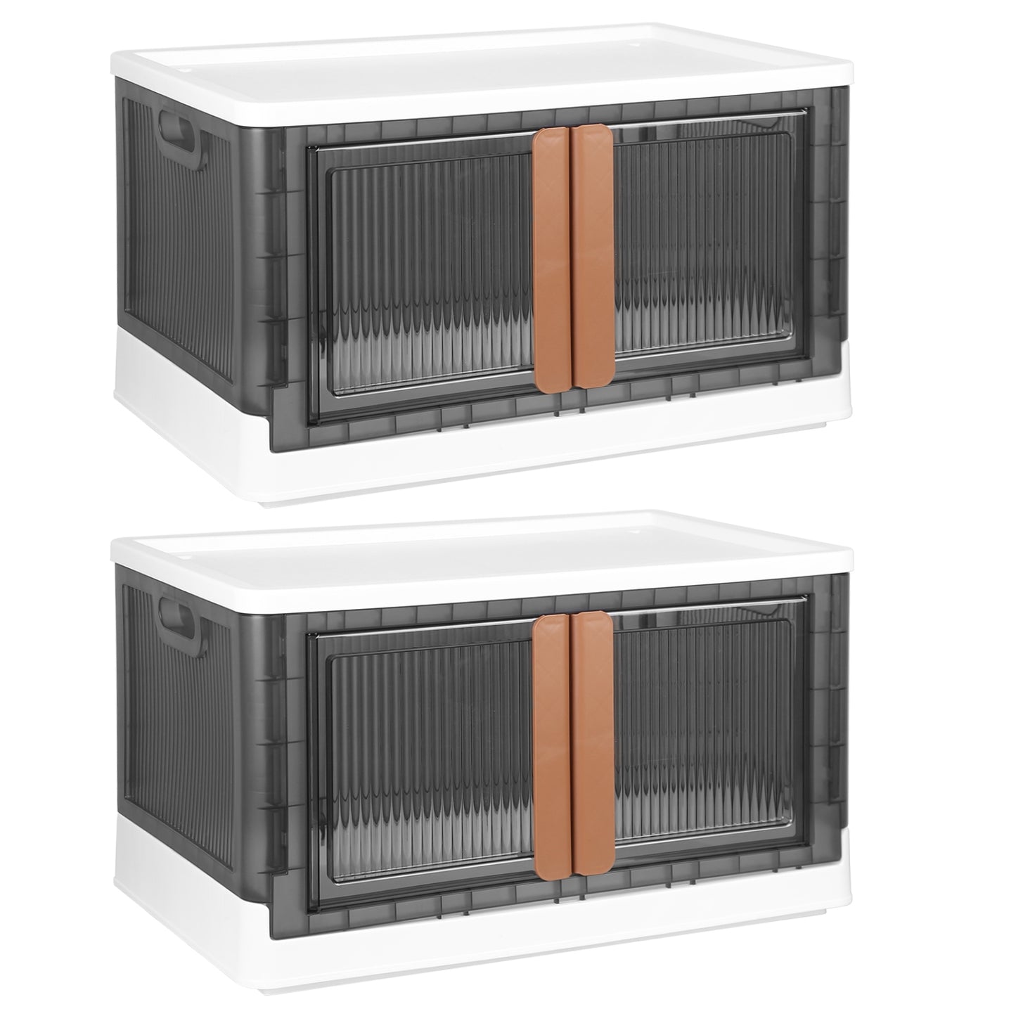 32L Foldable Storage Bins with Lid and Front Door - 2 Pack