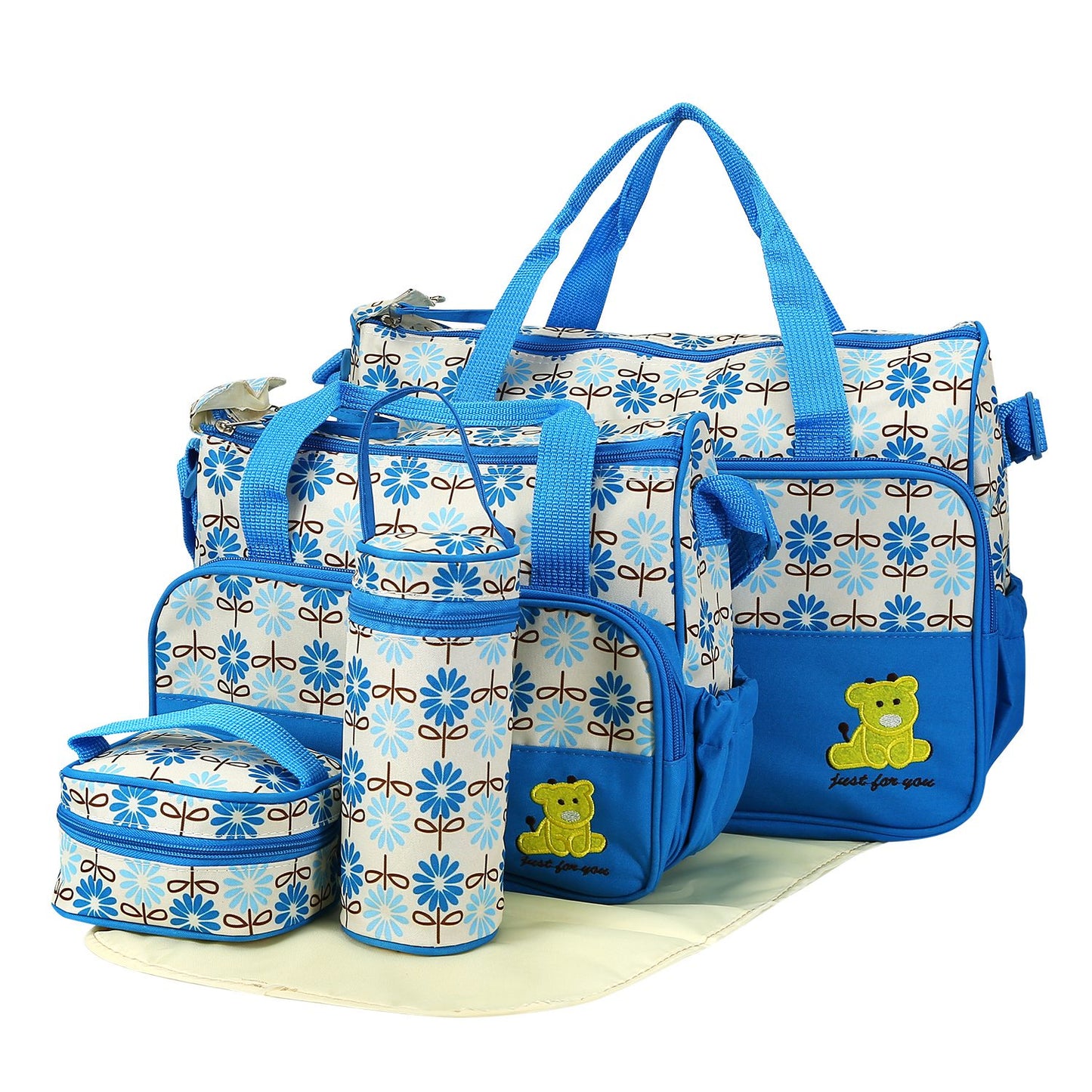 5-Piece Diaper Bag Set with Changing Pad & Insulated Pockets