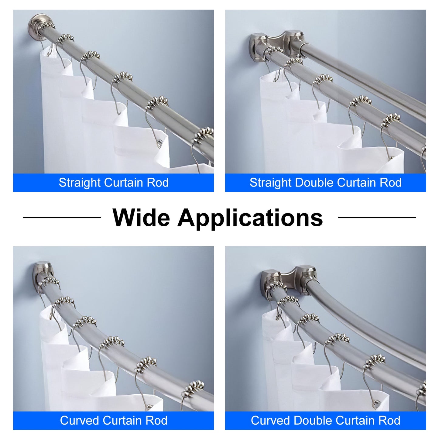 L-Shaped Curved Shower Curtain Rod - Stainless Steel