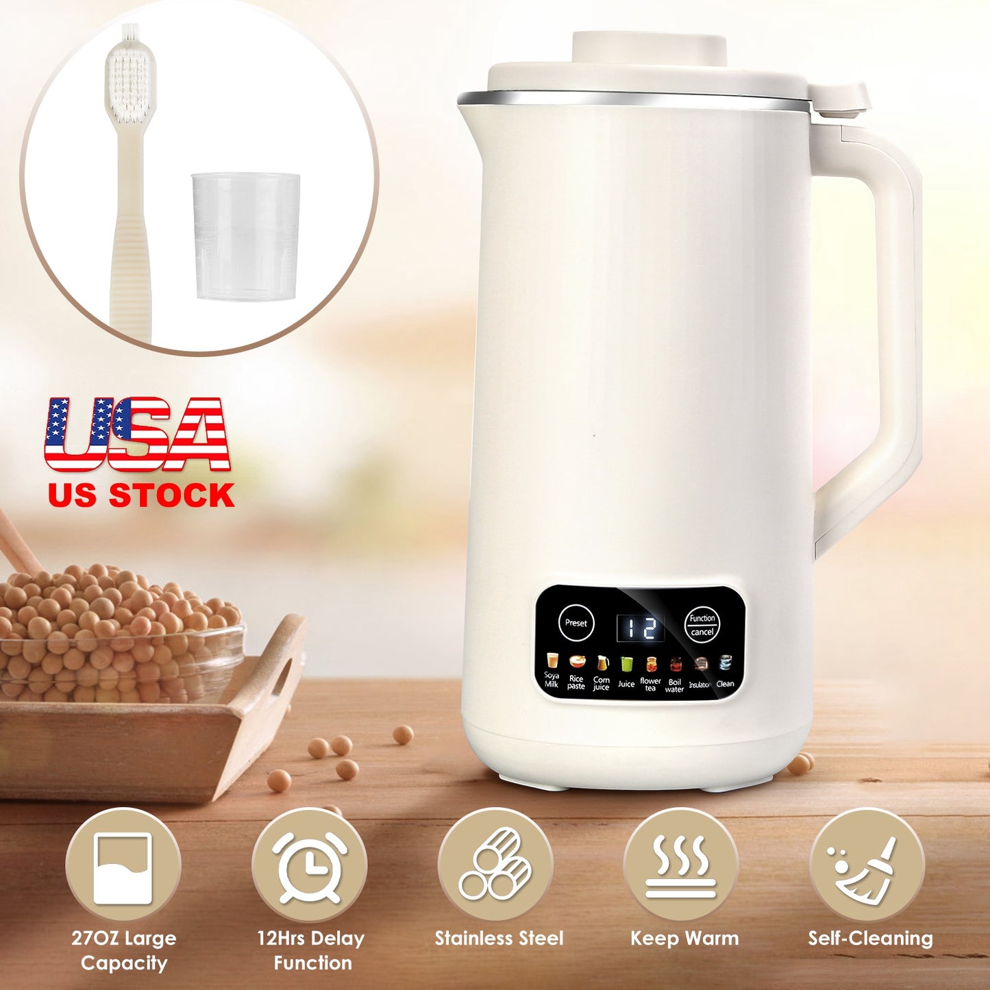 Nut Milk Maker 27oz with Delay Timer & Self-Cleaning