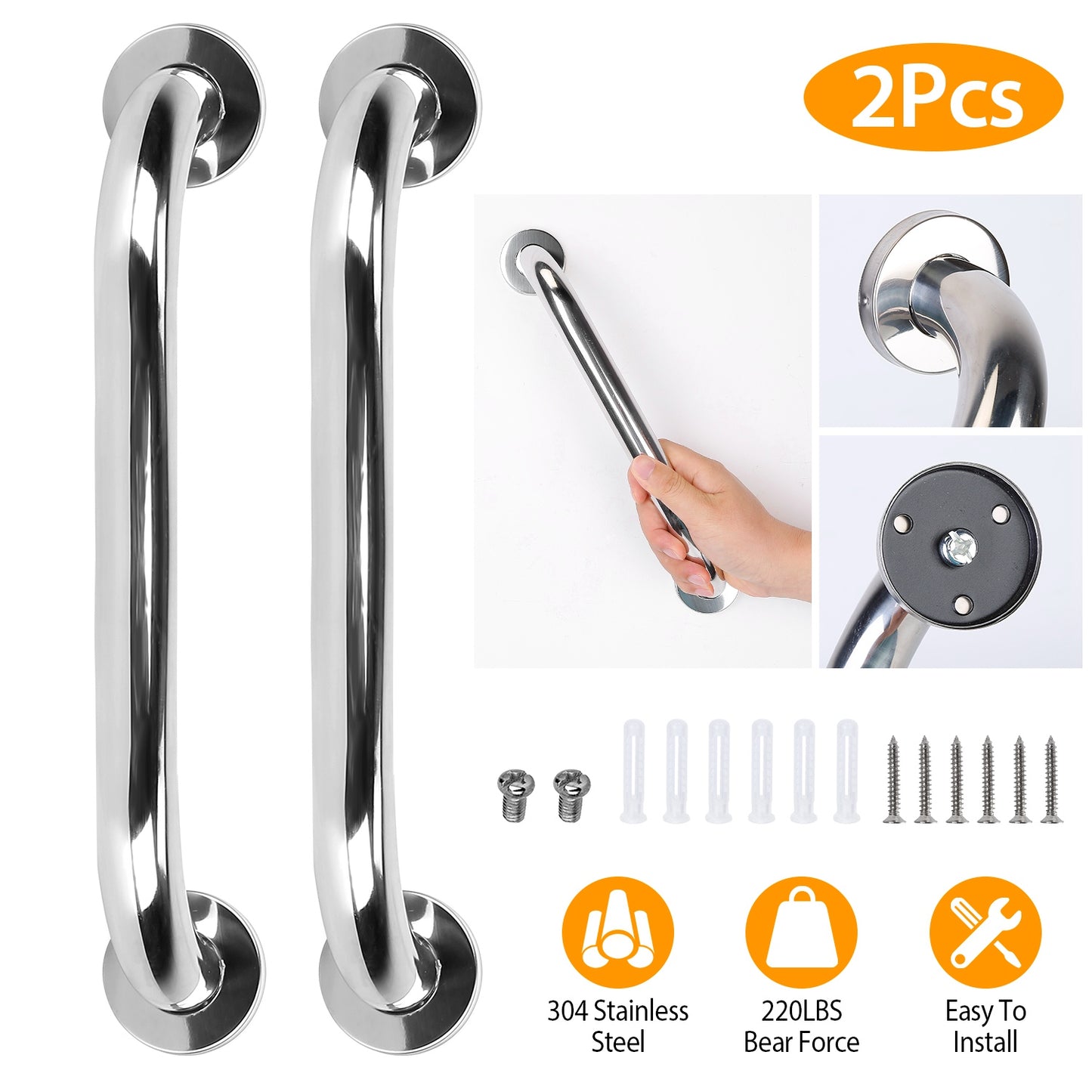 Stainless Steel Grab Bar 11.8in Safety Handle for Bathroom