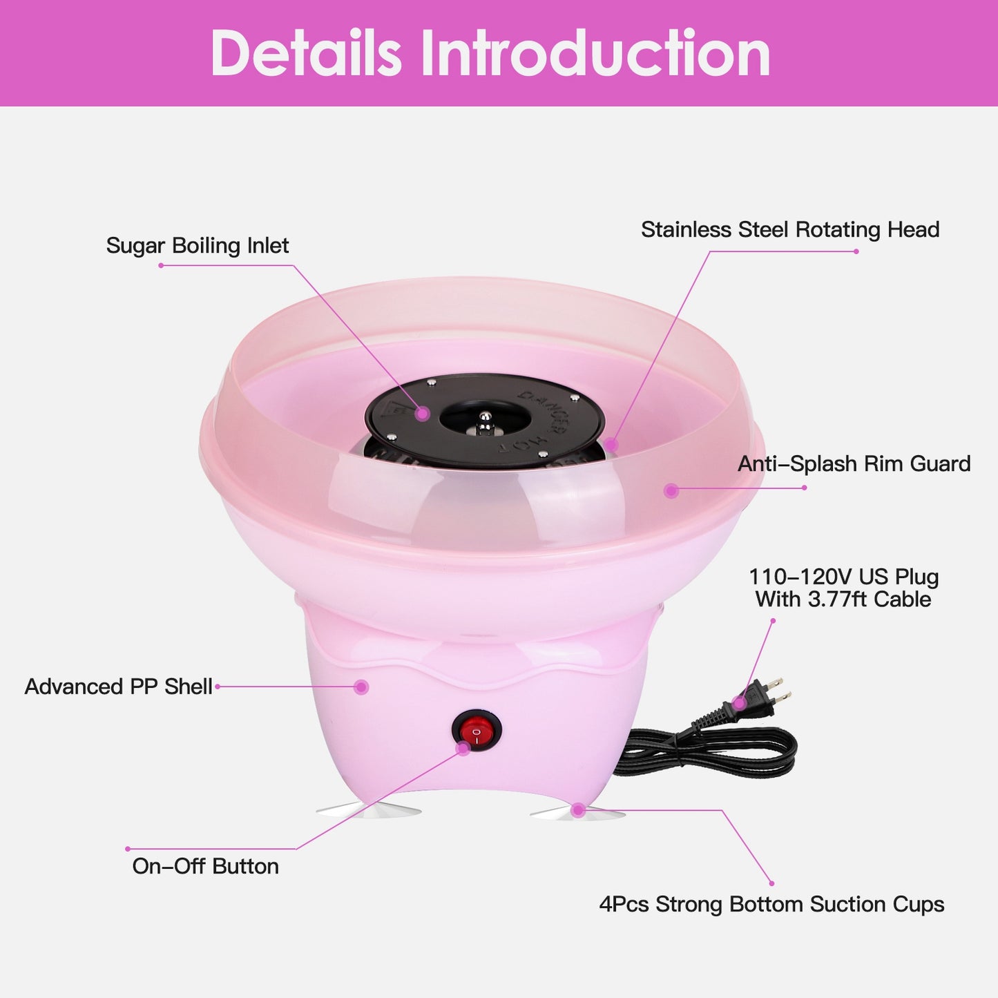 Cotton Candy Maker Machine for Kids - Electric & Portable