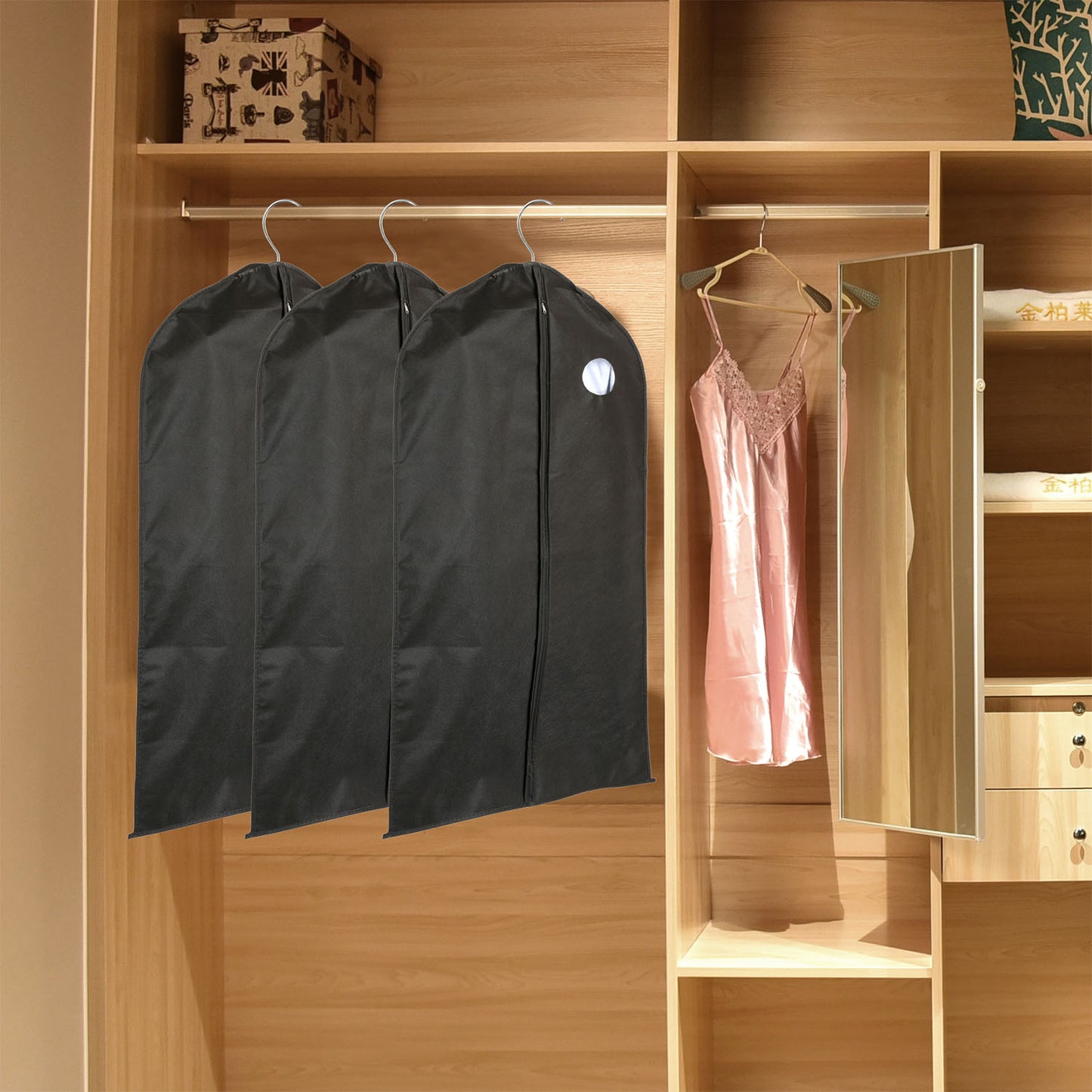 Garment Bags 39" with Zipper - 5 Pack Breathable Suit Covers