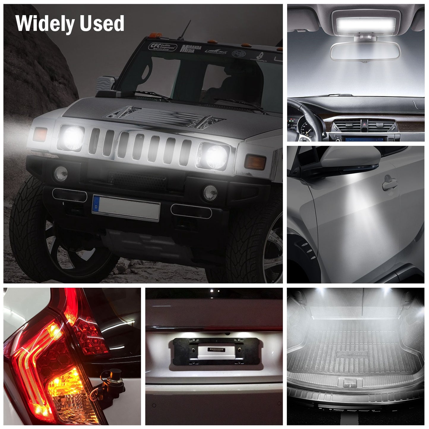 T10 LED Car Light Bulbs 20-Pack 6500K White 500lm Interior