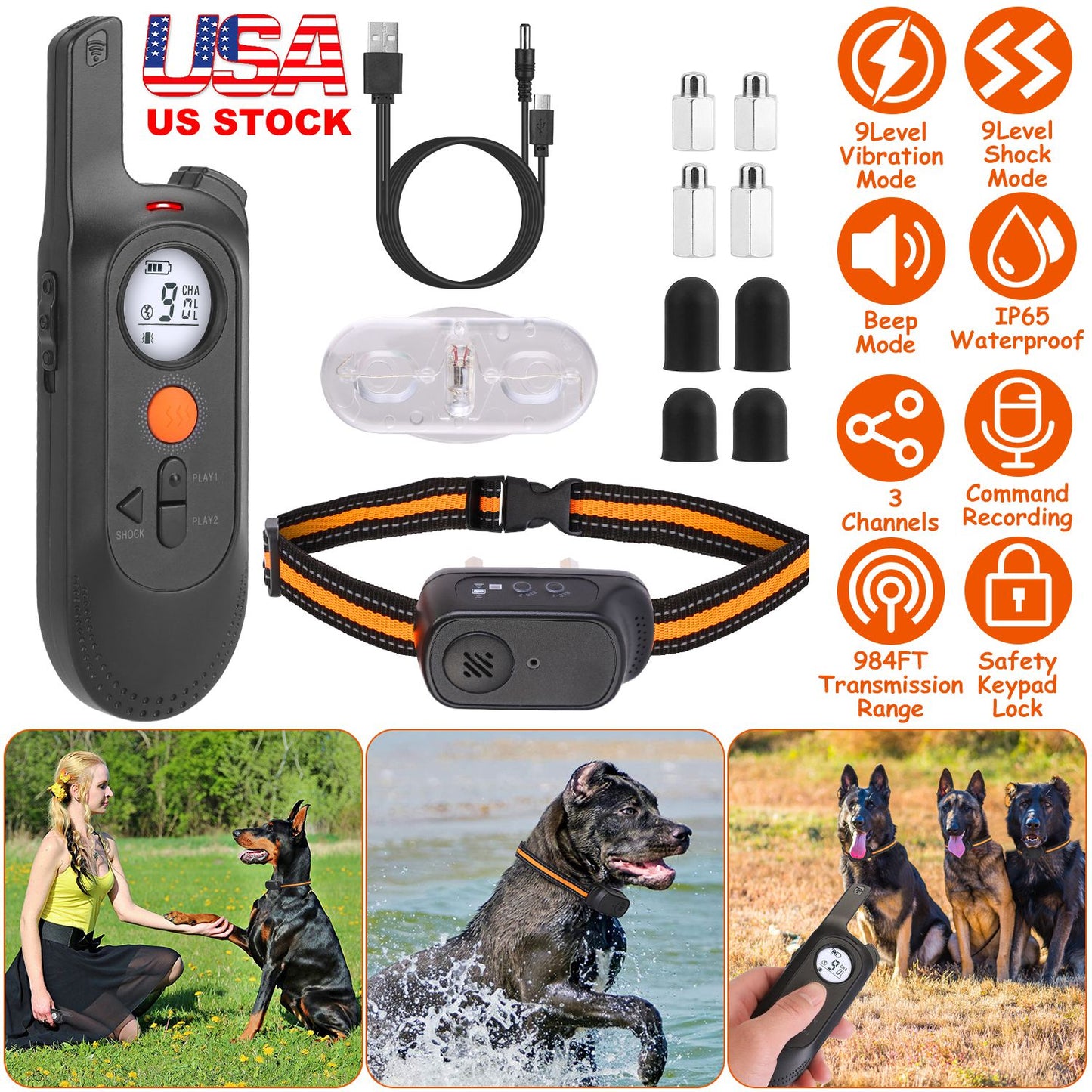 Dog Training Collar with Remote - 984ft Range & 3 Modes