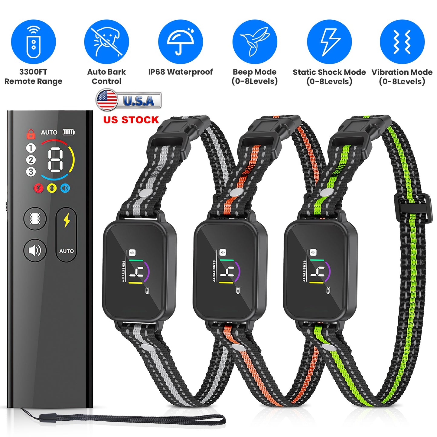 Dog Training Collar with Remote and Bark Control