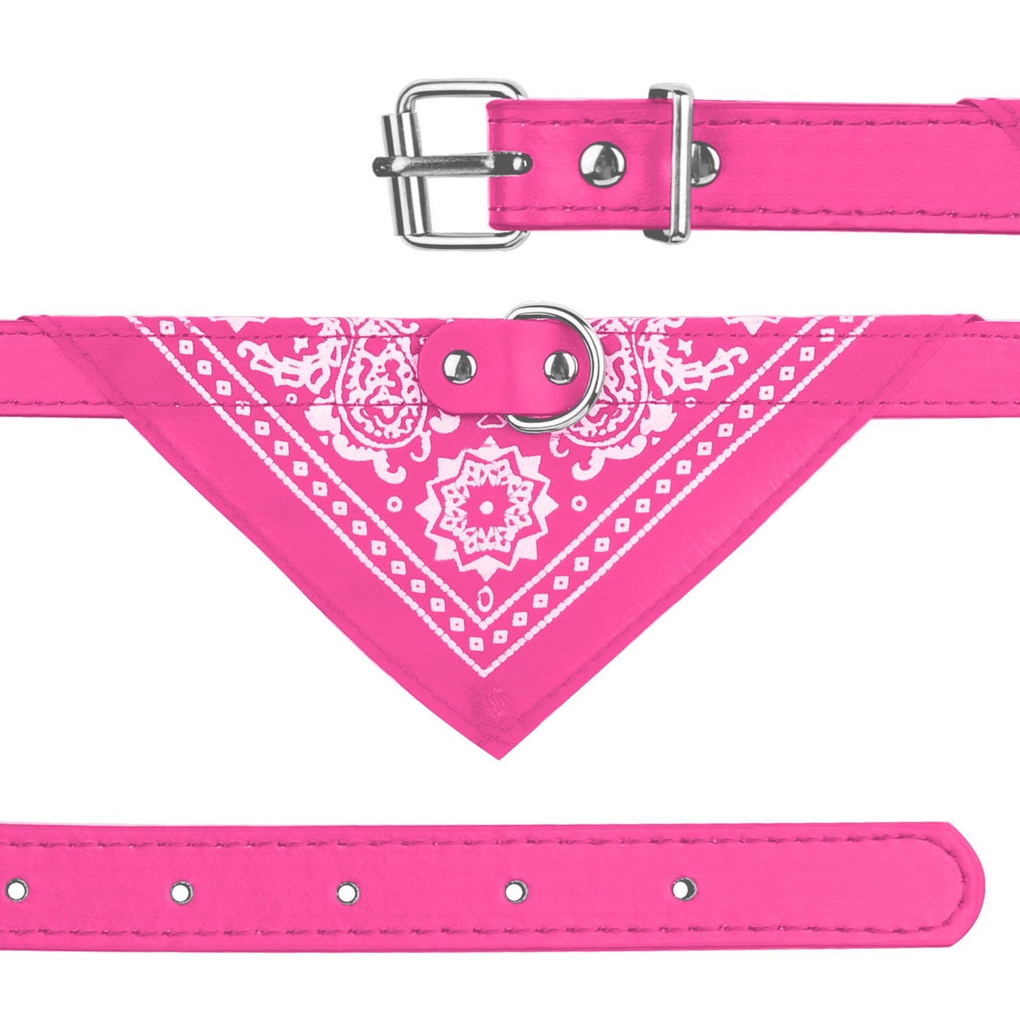 Dog Bandana Collar with Adjustable Leather Strap