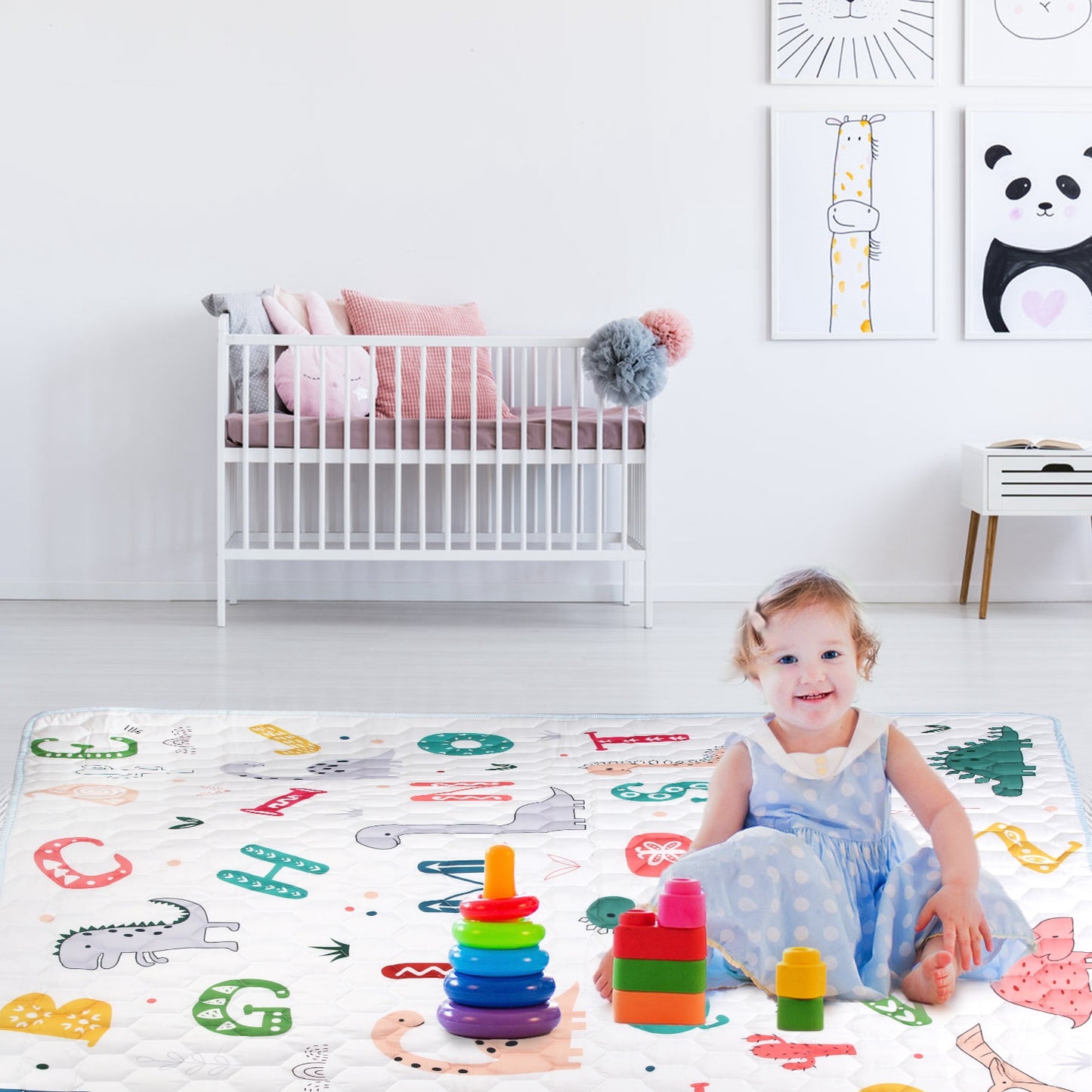 Baby Play Mat 50x50IN Non-Slip Foldable Crawling Mat