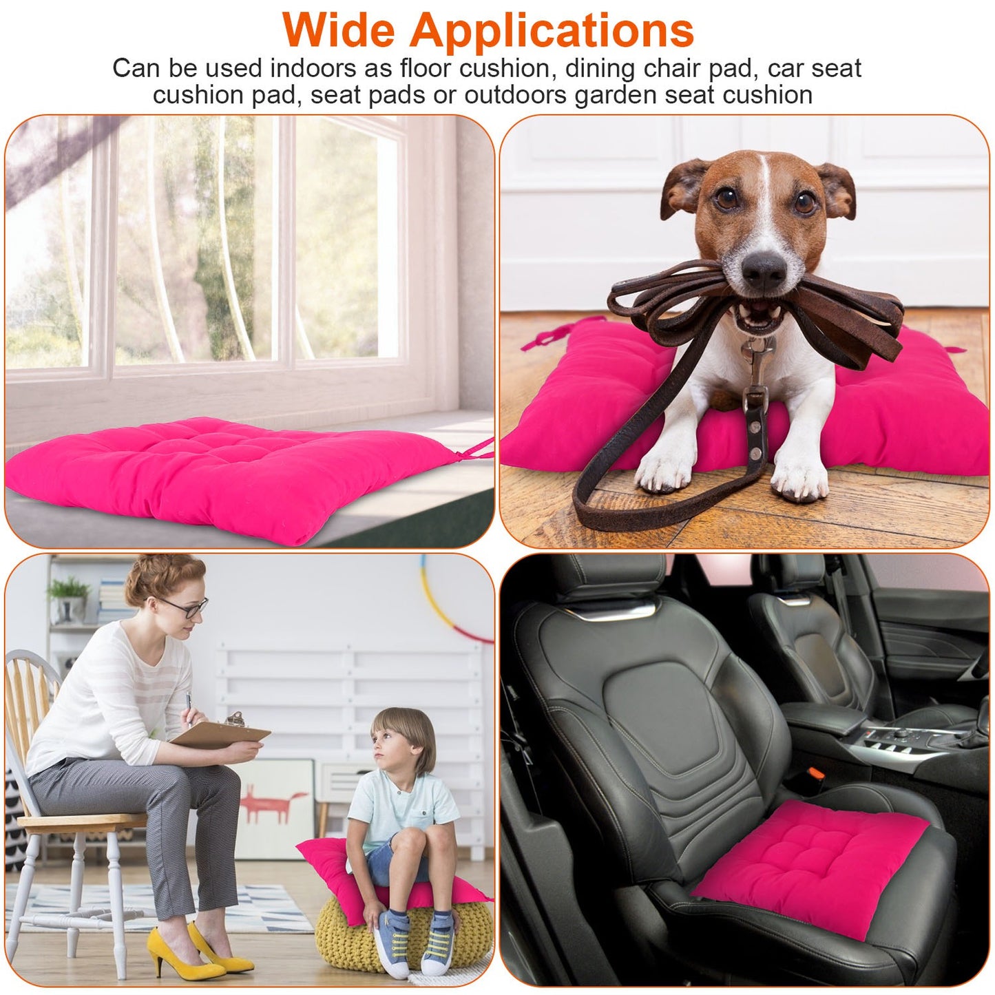 Square Chair Cushion Pads with Ties - 17.72" (Set of 4)