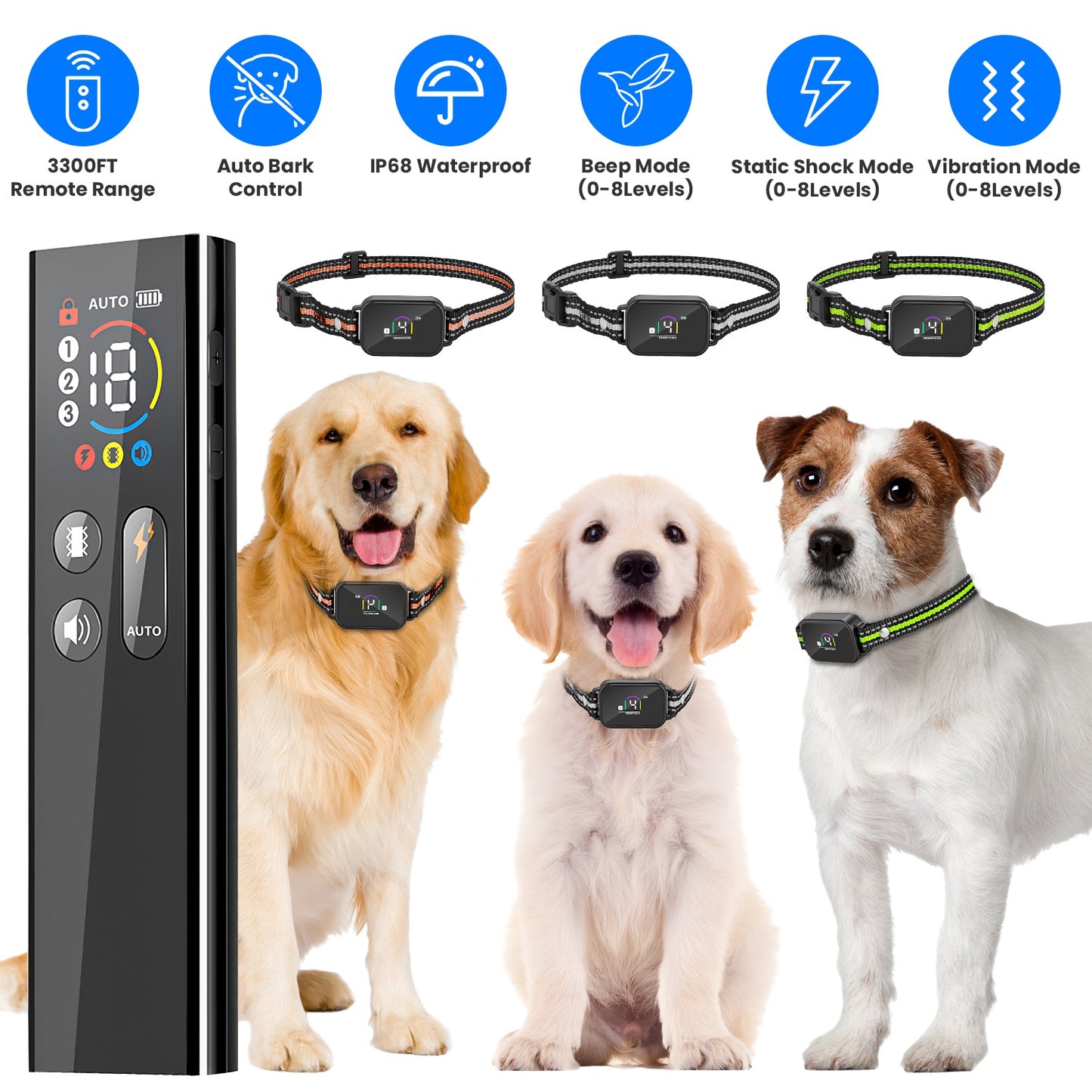Dog Training Collar with Remote and Bark Control
