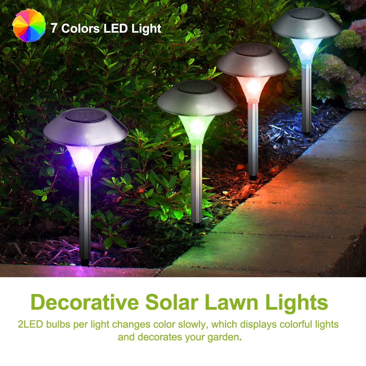 Solar Garden Lights Outdoor 12-Pack Color Changing Pathway