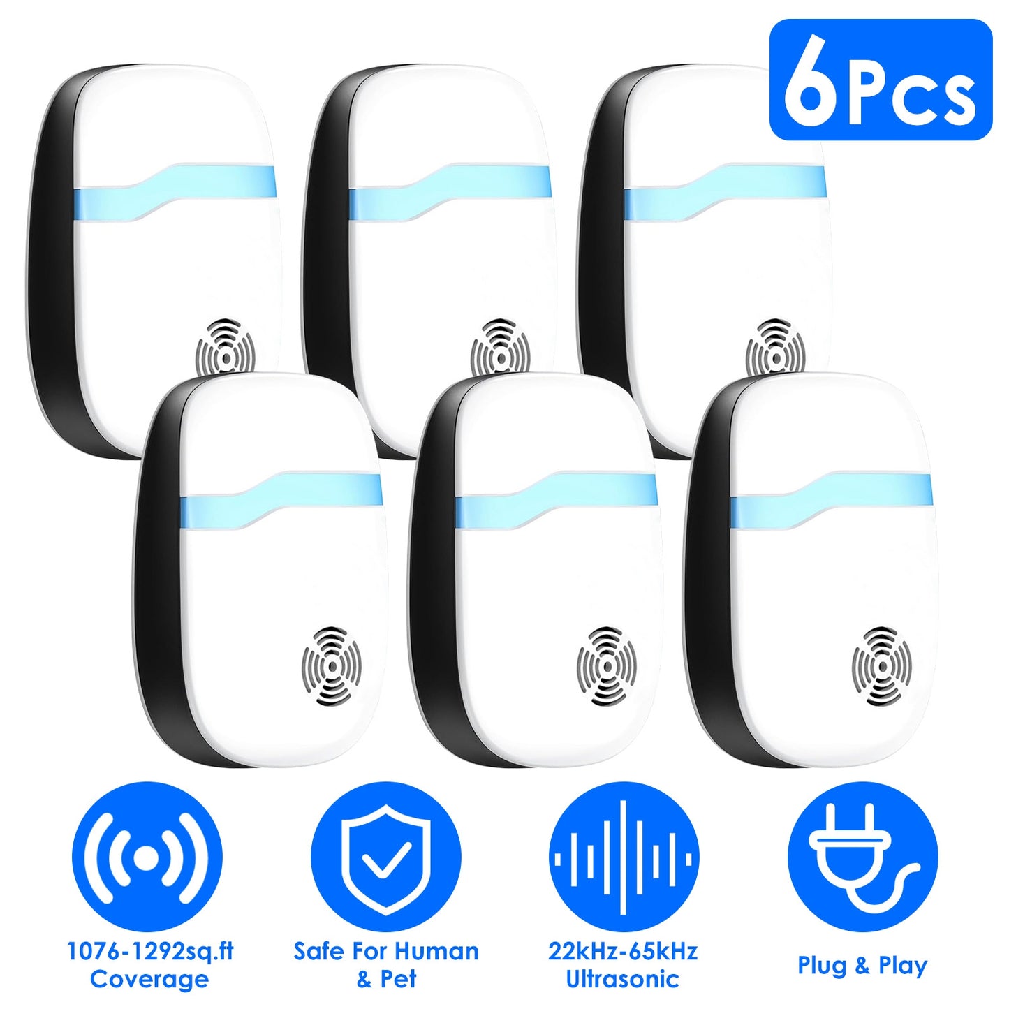Ultrasonic Pest Repeller 6-Pack for Indoor Rodent Control