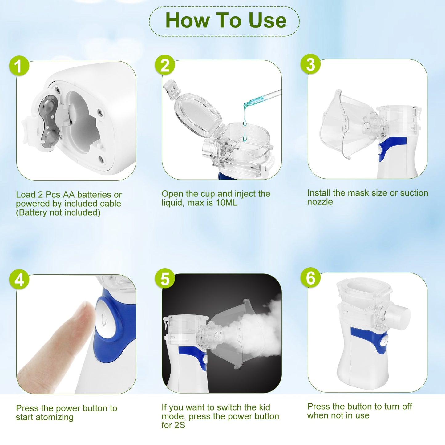 Handheld Ultrasonic Mesh Atomizer Nebulizer