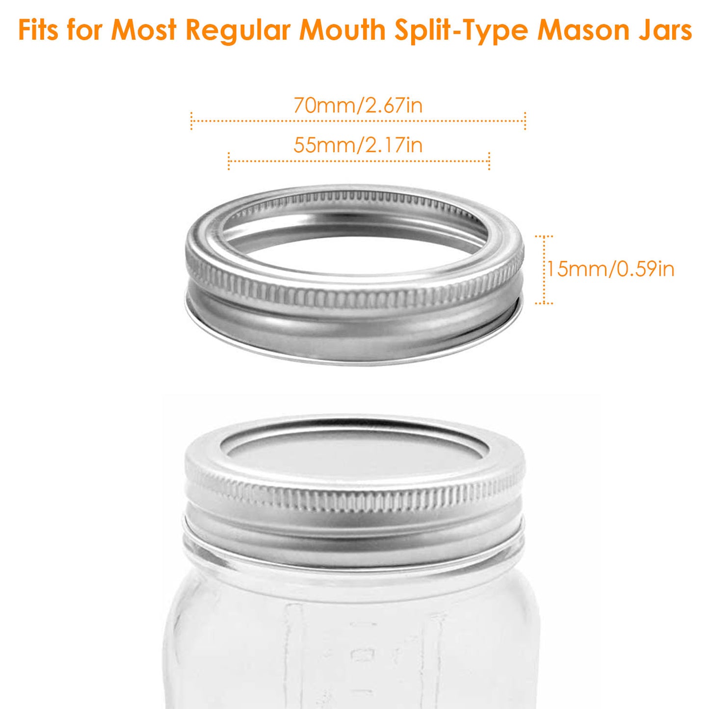 Regular Mouth Canning Jar Metal Rings 24 Pack Split-Type Bands