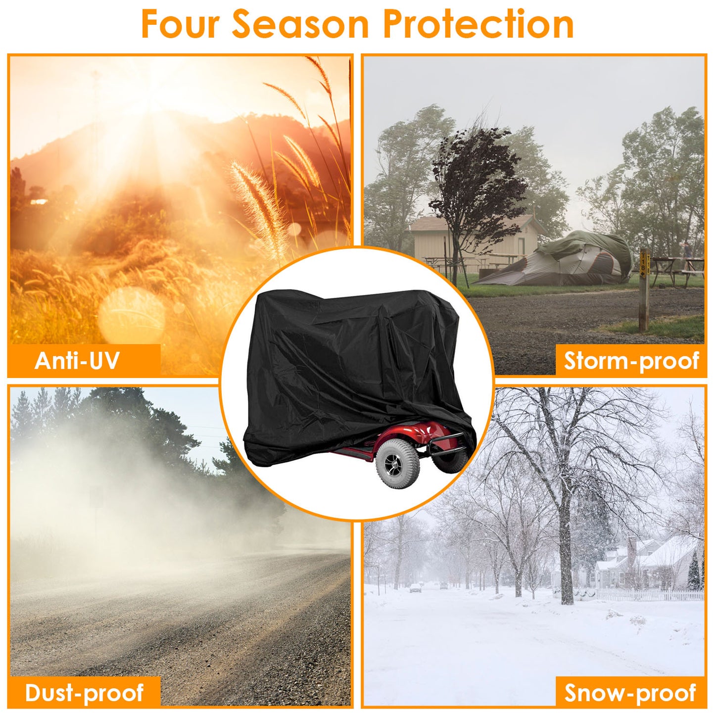 Waterproof Mobility Scooter Cover with Storage Bag 74.8"