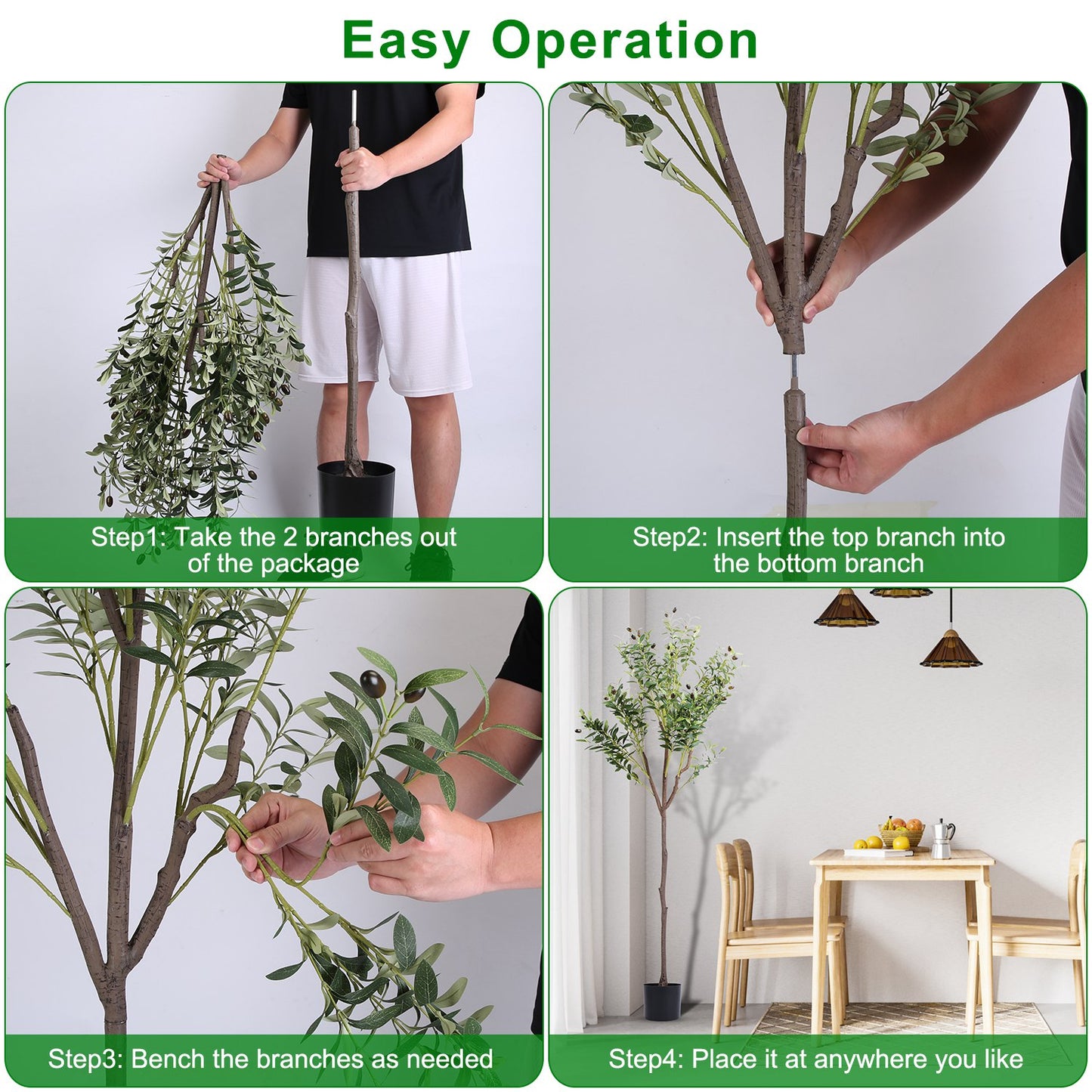 Artificial Olive Tree 5.9ft with Black Planter Pot