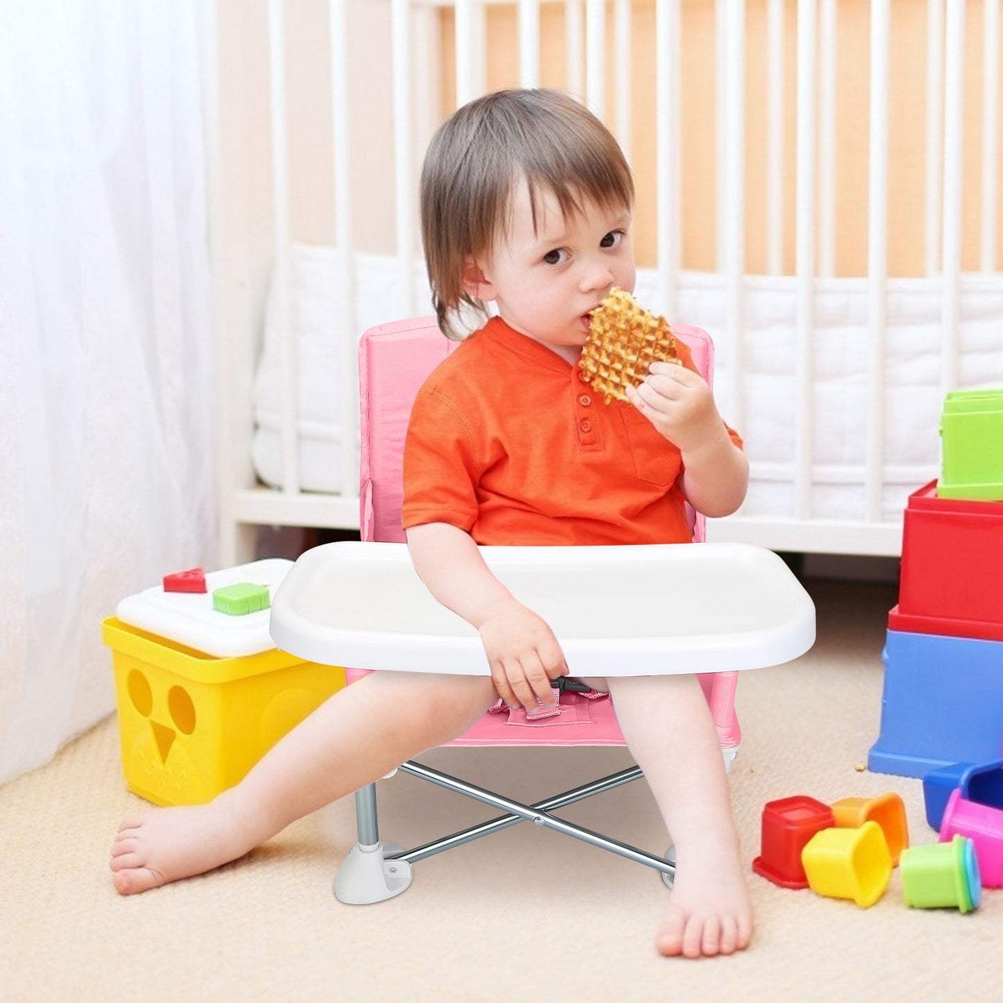 Portable Baby Booster Seat with Detachable Tray & Carry Bag