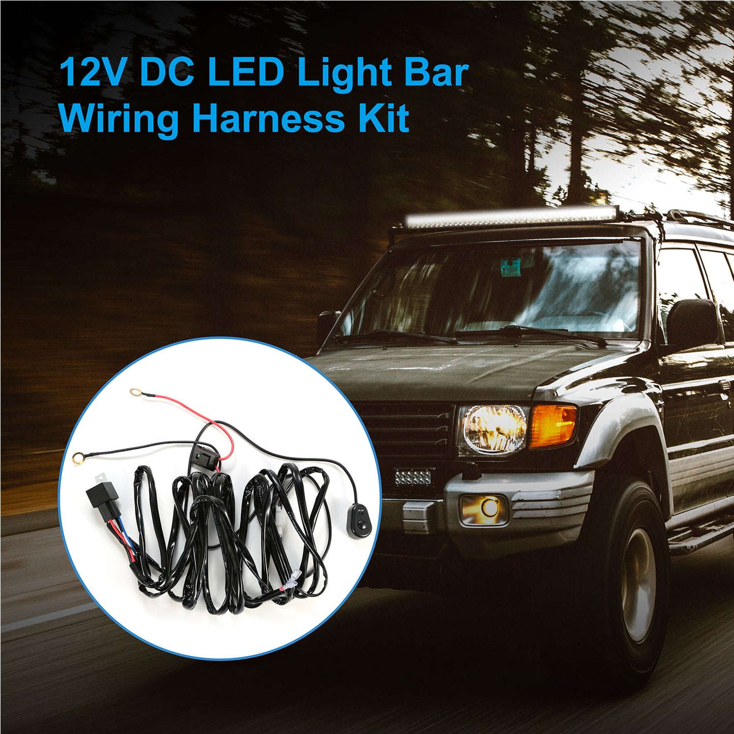 LED Light Bar Wiring Harness Kit 280W 12V 40A with Switch