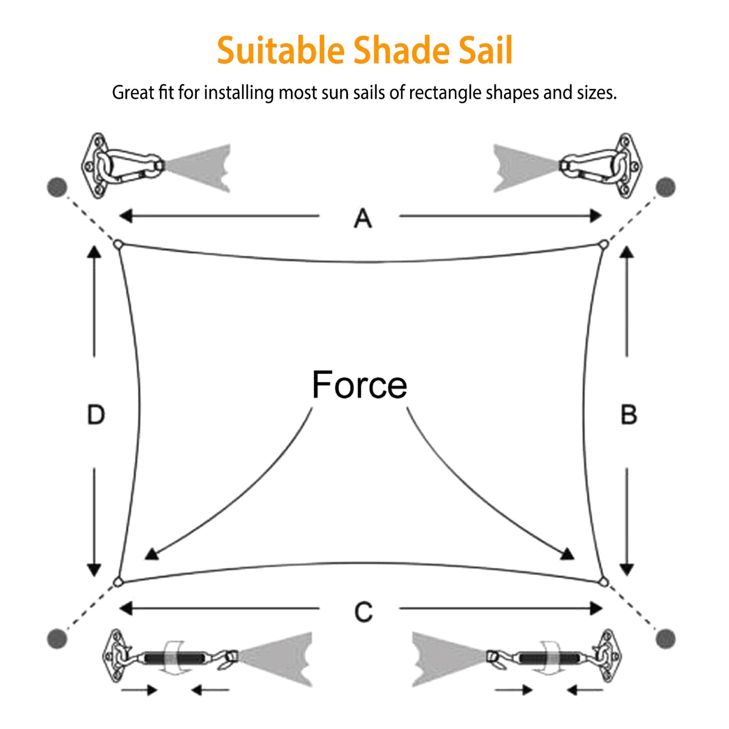 Sun Shade Sail Hardware Kit - Stainless Steel 32-Piece