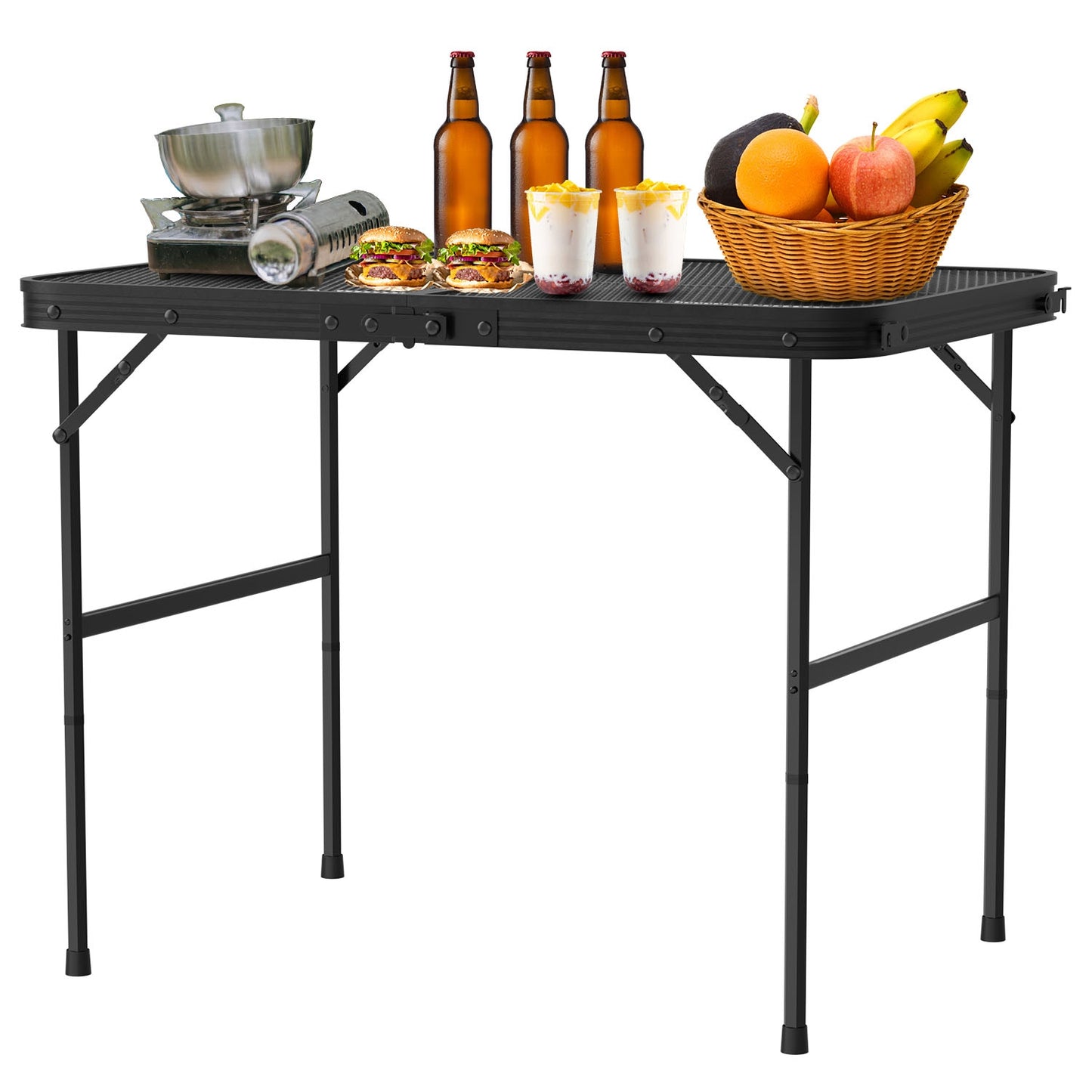 Foldable Camping Table with Adjustable Height & 88lb Capacity