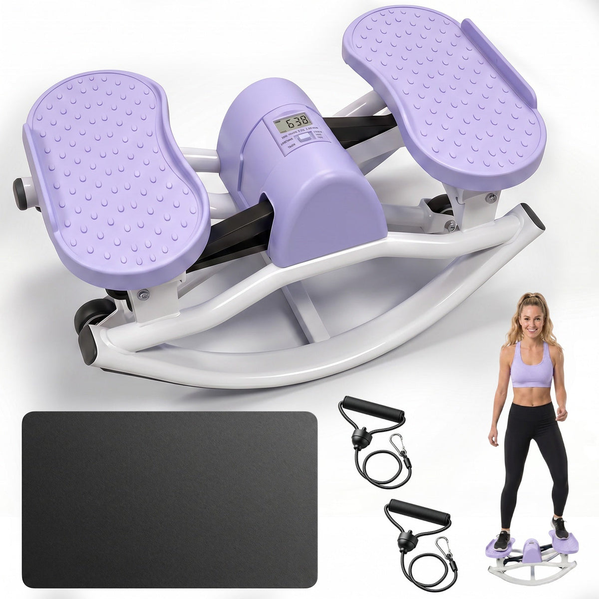 Compact Swing Stepper with Resistance Bands & LCD Monitor