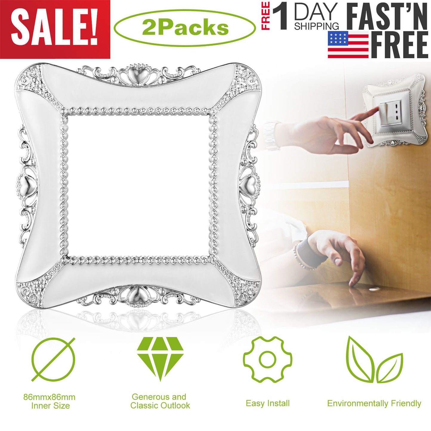Decorative Switch Cover 2-Pack European Style Wall Plate