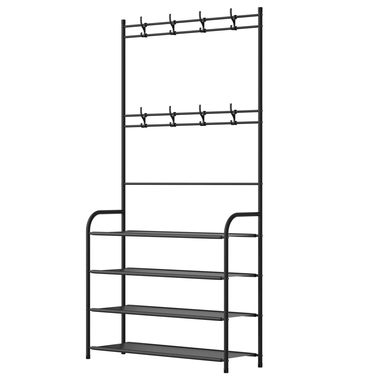 Entryway Coat Rack with 4-Tier Shoe Storage Shelf