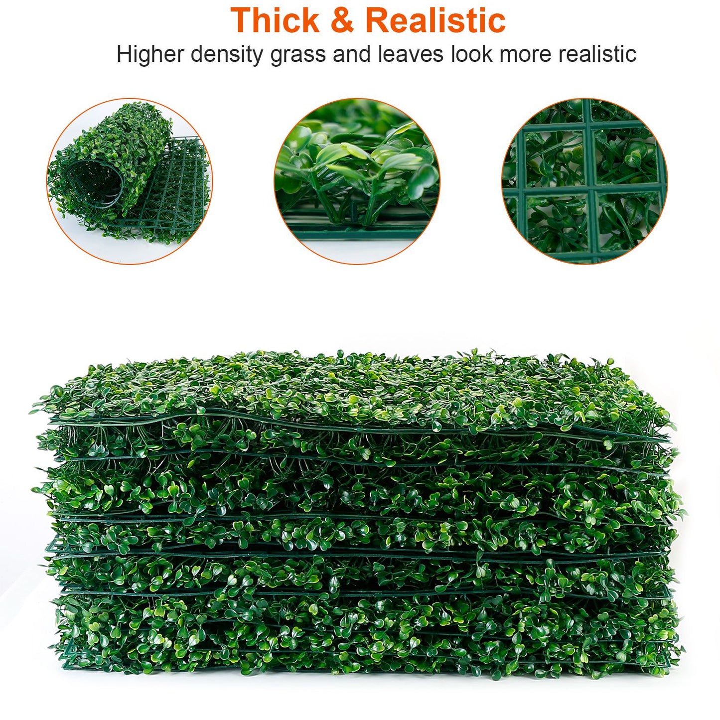 Artificial Boxwood Hedge Panels 23.6x15.75in - 12 Pack