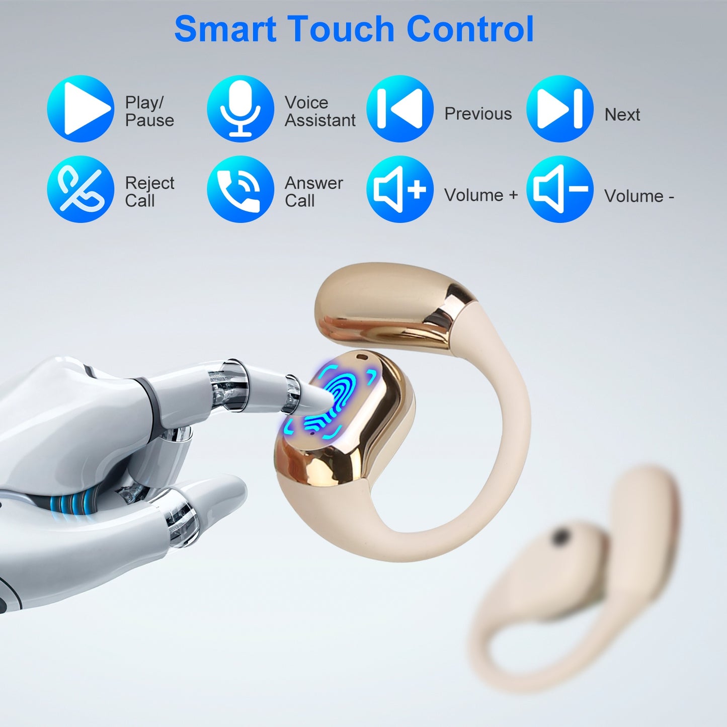 Open Ear Wireless Earbuds with LED Display & 300Hr Standby