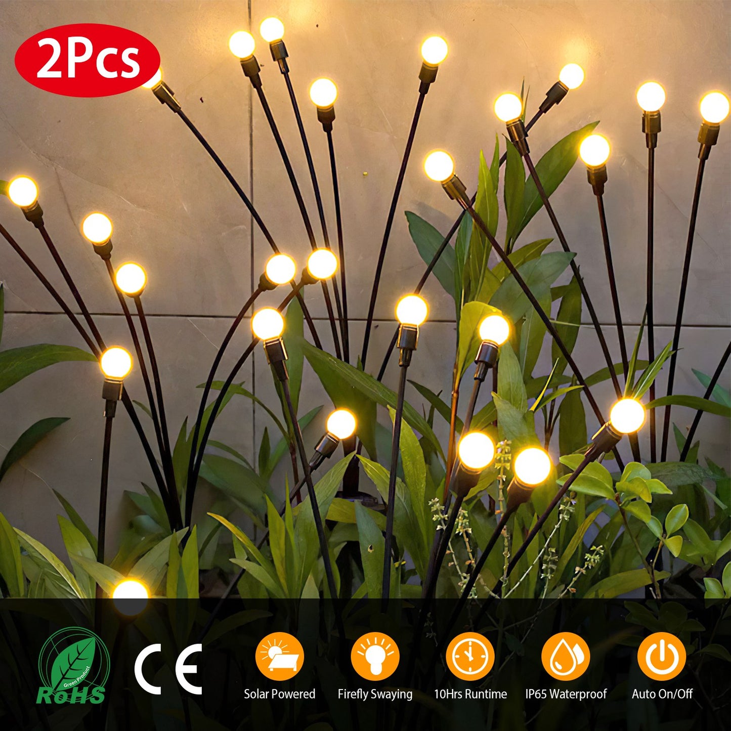Solar Firefly Swaying Garden Lights - Waterproof LED Pathway