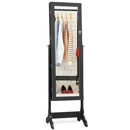 Mirrored Jewelry Armoire Cabinet with Lock - Full Length