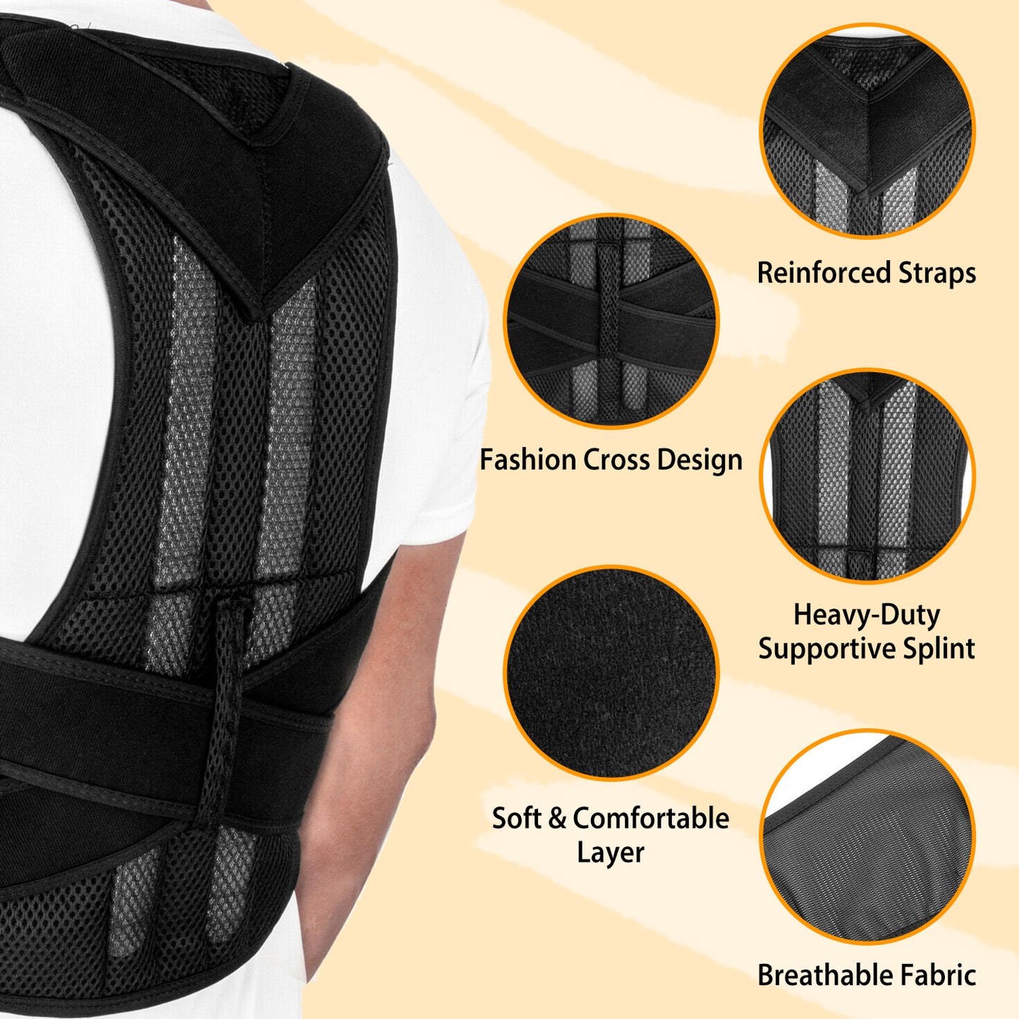 Back Posture Corrector with Lumbar Support Brace