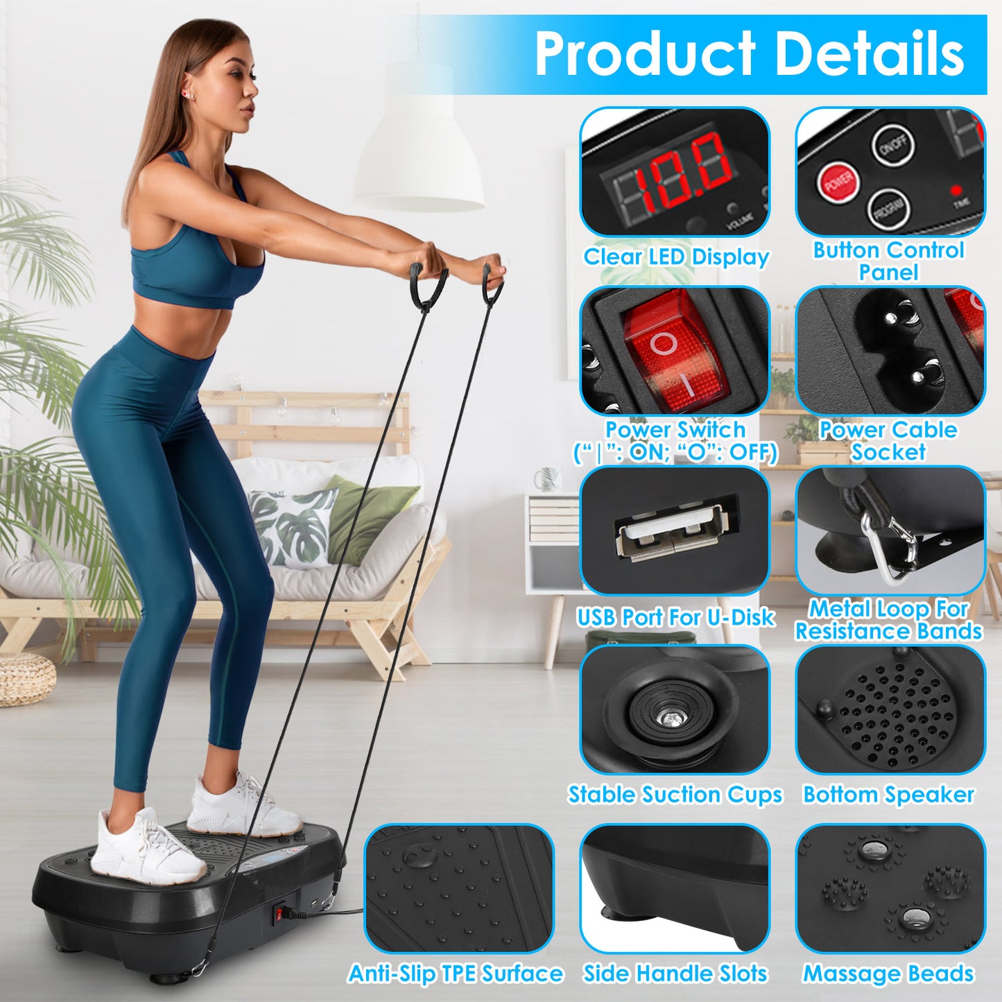 Vibration Plate Exercise Machine with 120 Speed Levels