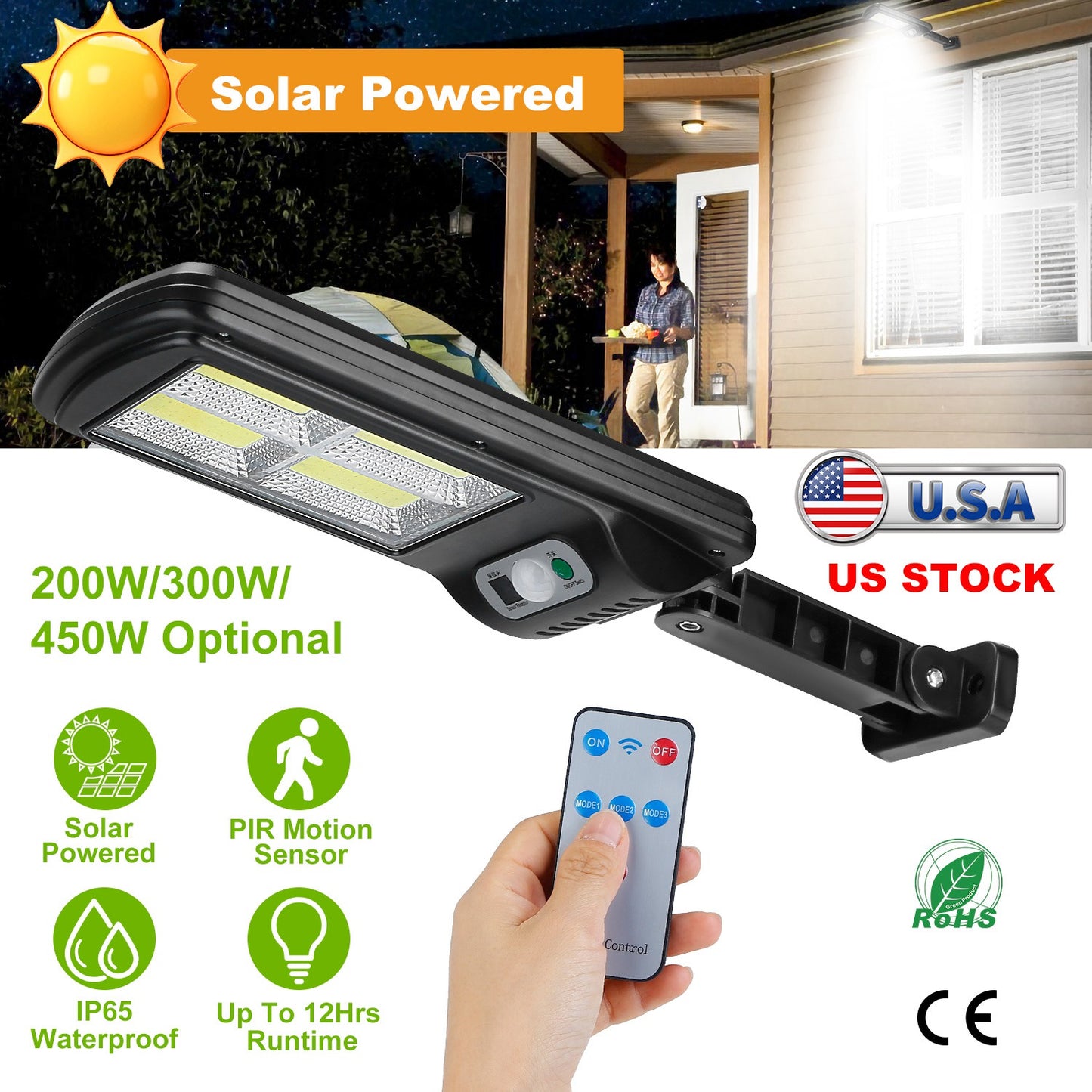 Solar Motion Sensor Wall Light 120 LED Outdoor Waterproof
