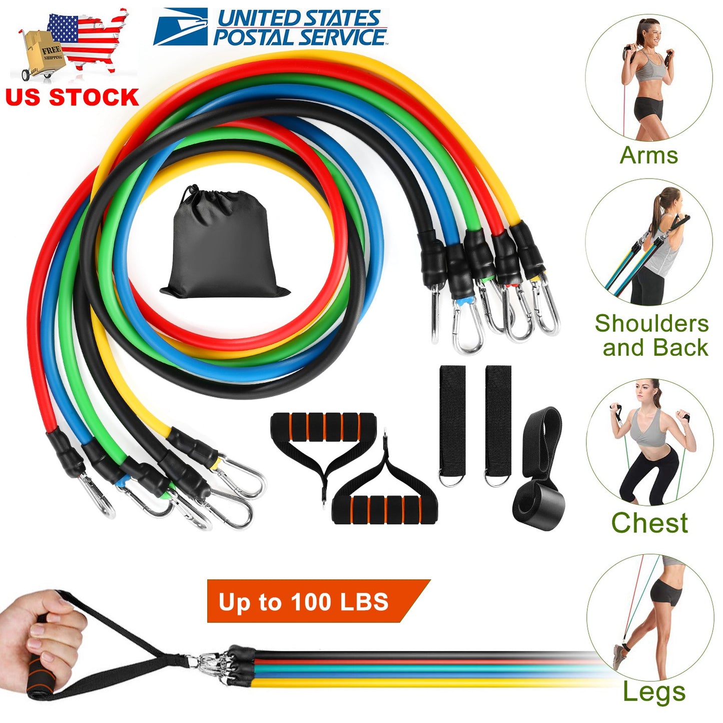 Resistance Bands Set 11-Piece with Door Anchor and Handles