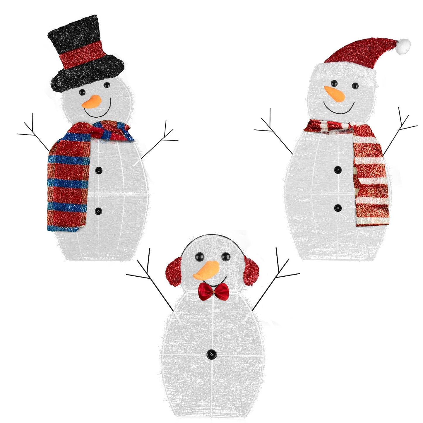 Christmas Snowman Family Yard Decoration with LED Lights
