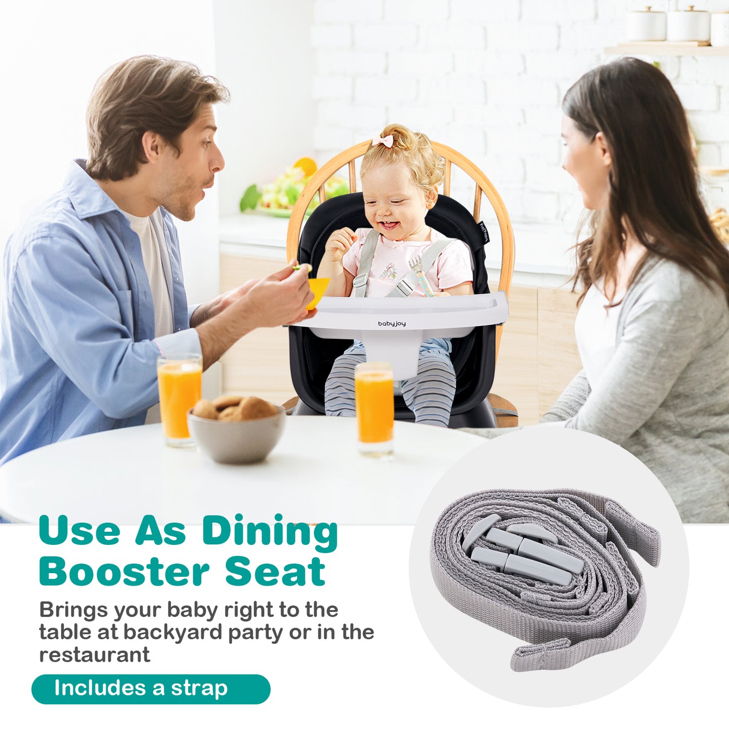 6-in-1 Convertible High Chair with Adjustable Tray