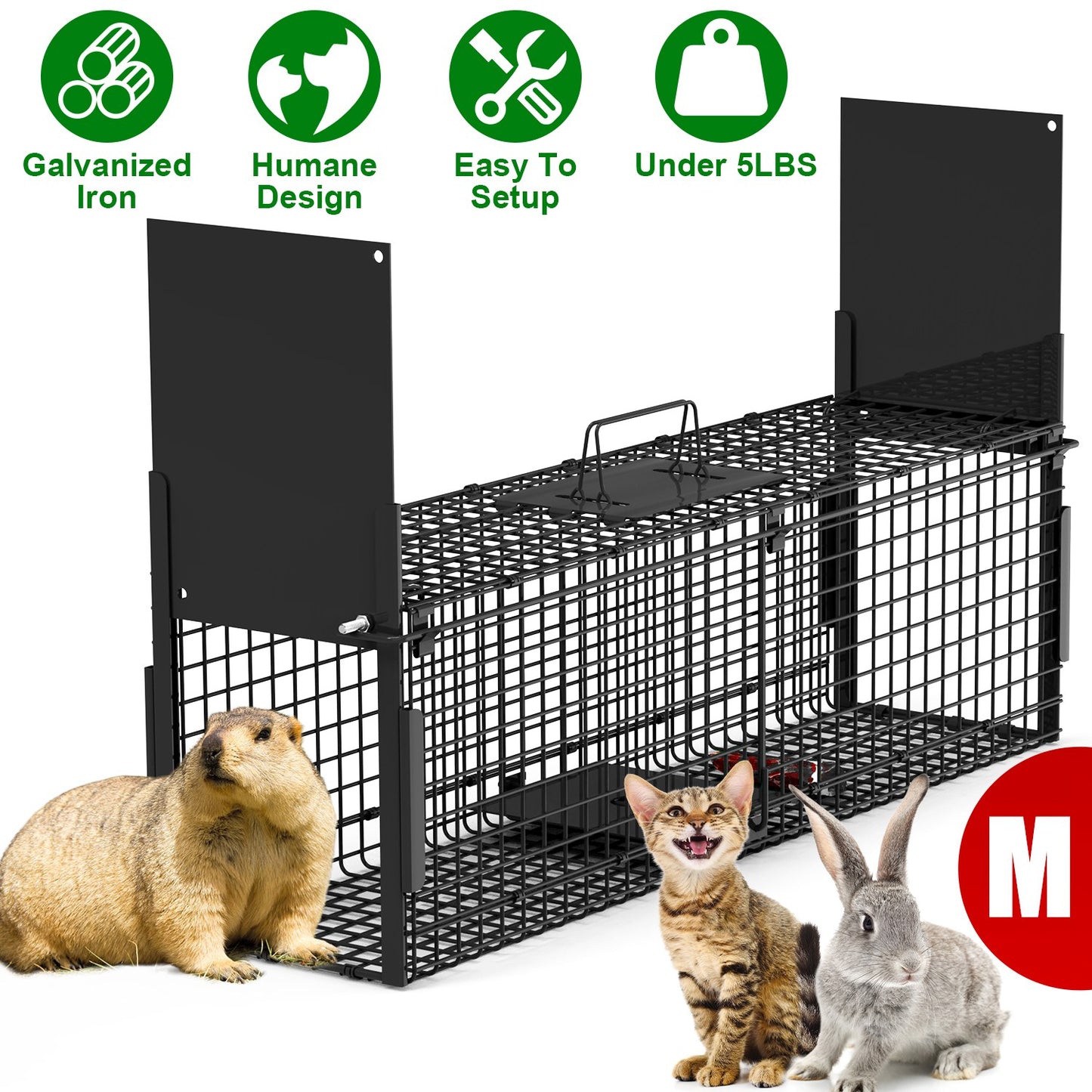 40in Humane Live Animal Trap Cage for Raccoons & Opossums