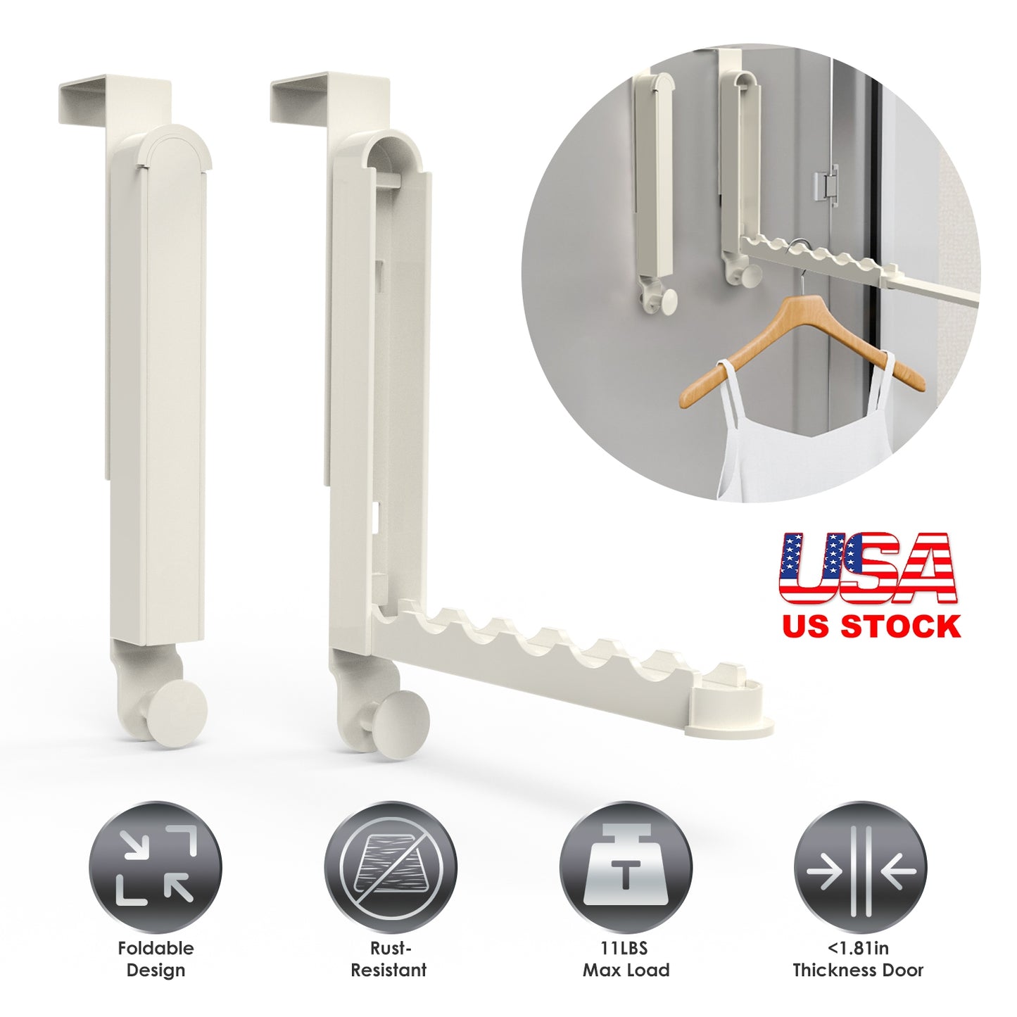 Over The Door Hanger Hooks - Foldable Drying Rack 2-Pack