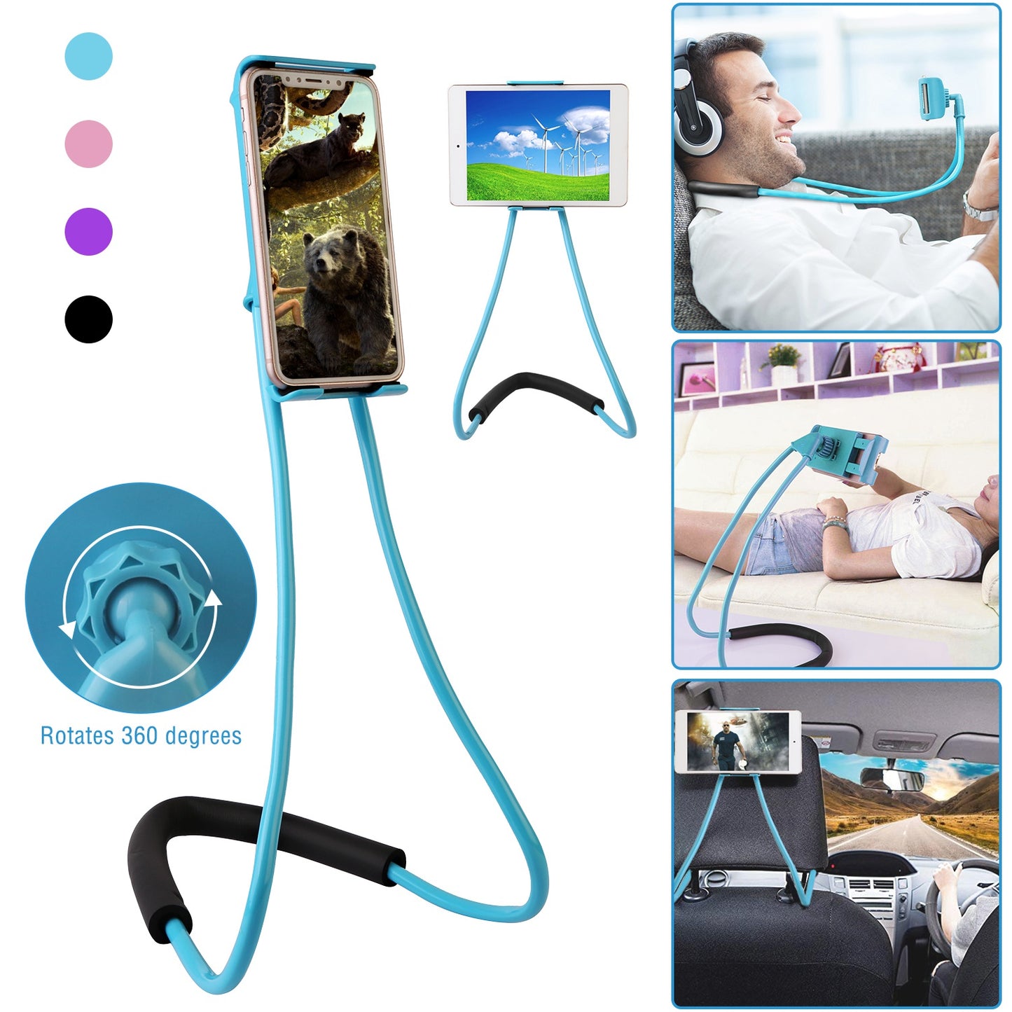 Flexible Gooseneck Phone Holder with 360° Rotation