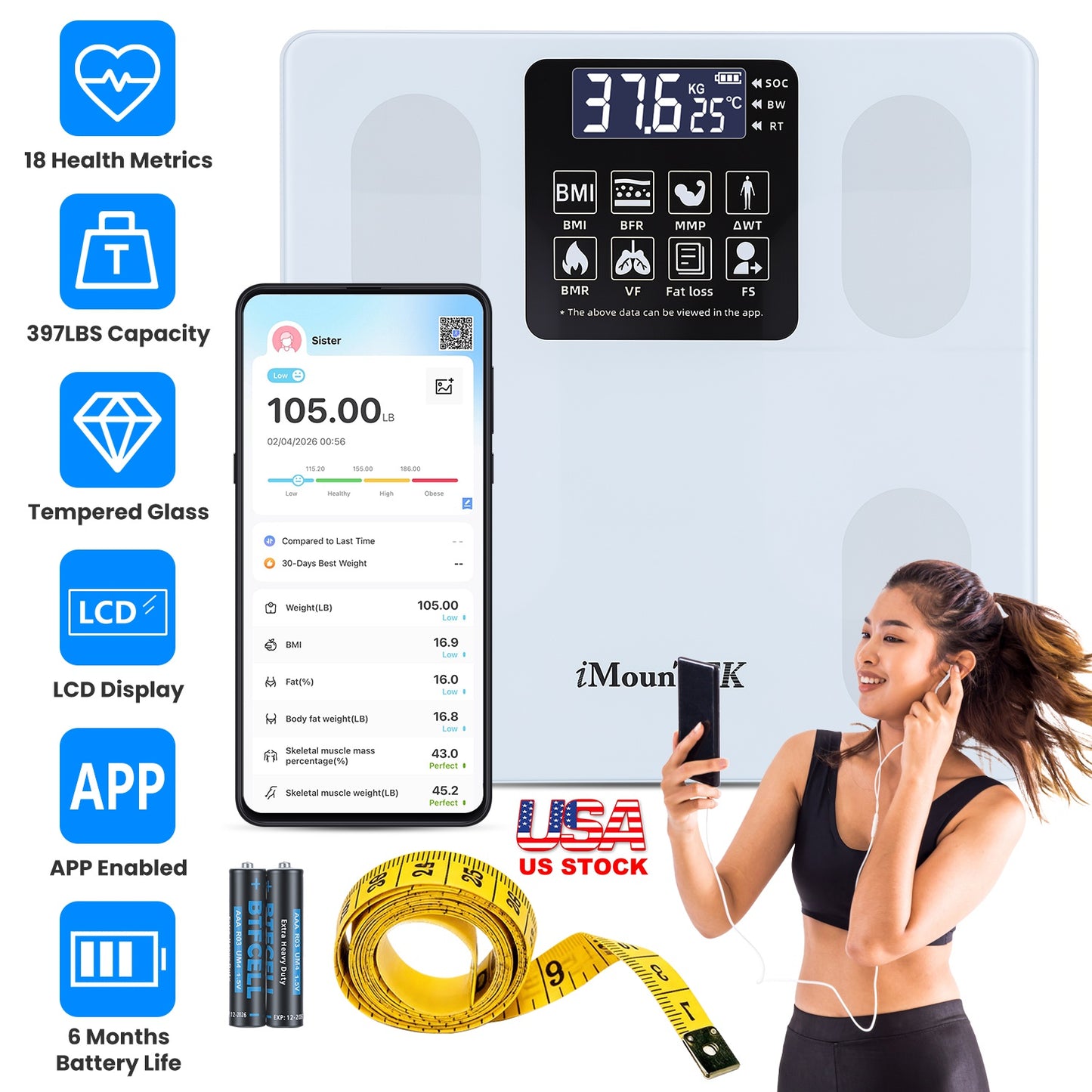 Smart Body Weight Scale with App Sync & Body Composition