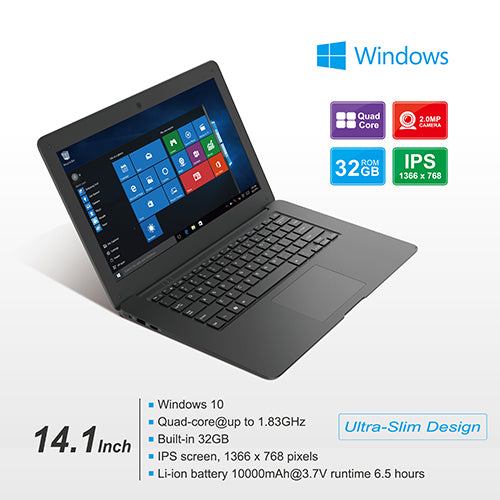 14.1" Windows 10 Notebook with Quad-Core Processor