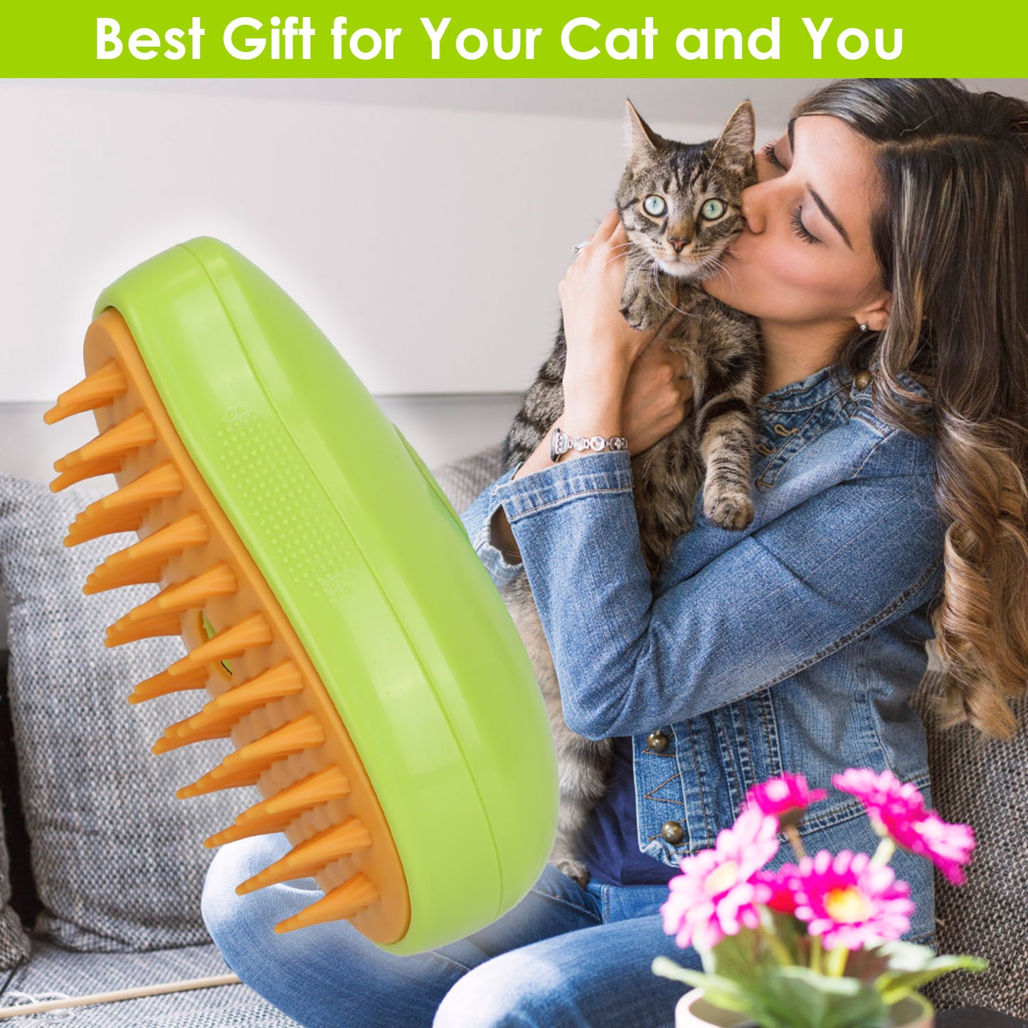 Cat Grooming Steam Brush with USB Rechargeable Battery
