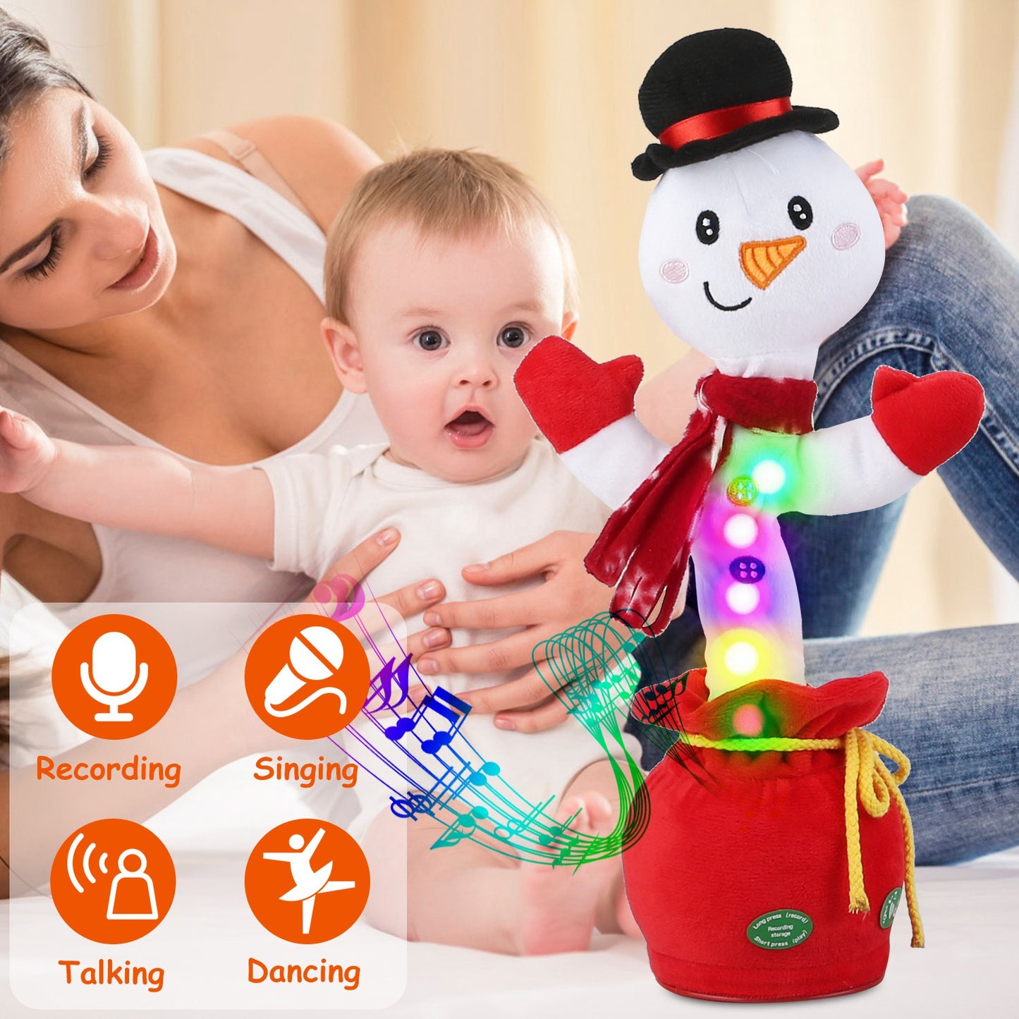 Dancing Christmas Plush Toy with Music, Lights & Recording
