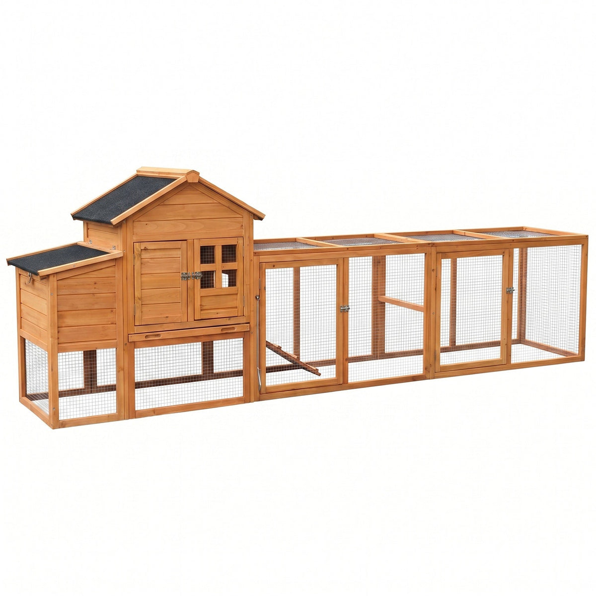 Chicken Coop with Run for 4-6 Chickens, Weatherproof Wood