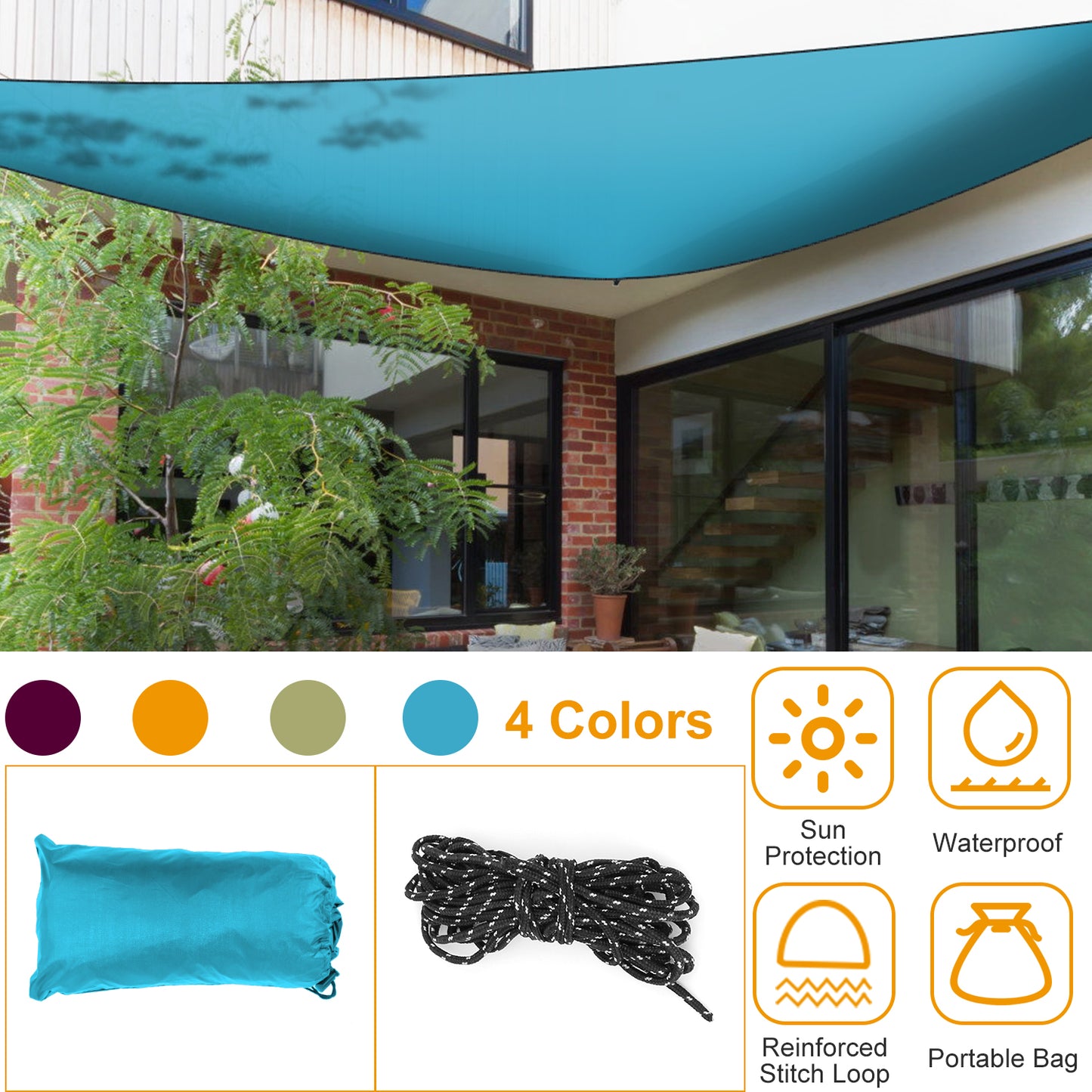 Triangle Shade Sail Canopy - Waterproof Outdoor Sun Shelter