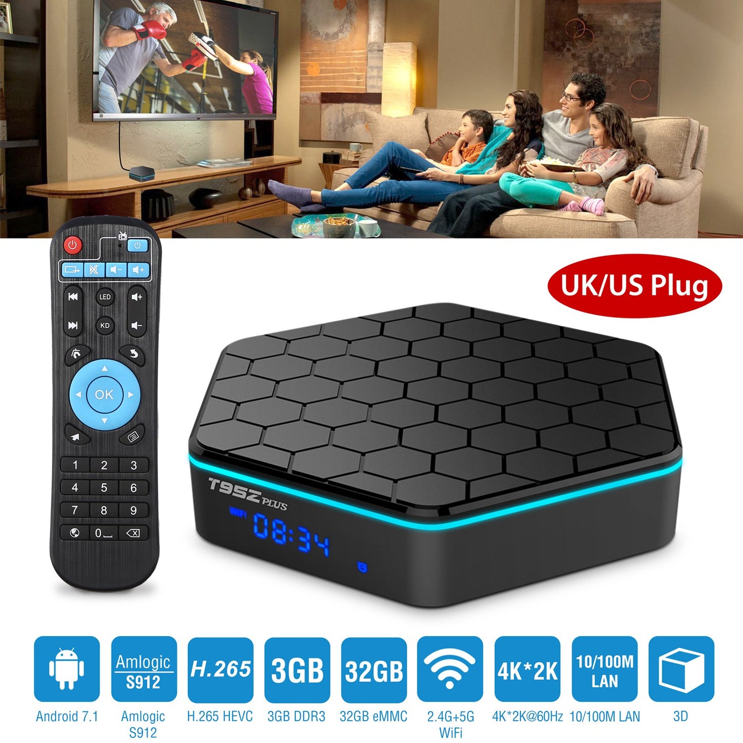Android TV Box 4K Streaming Media Player with 3GB RAM