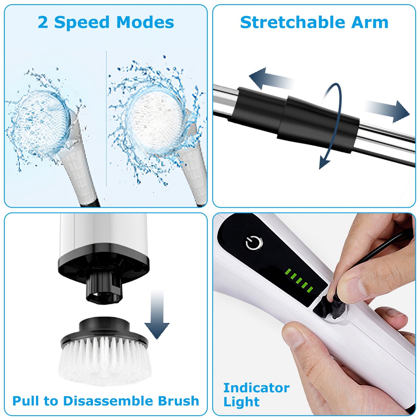 Electric Spin Scrubber with 8 Brush Heads & Telescopic Arm